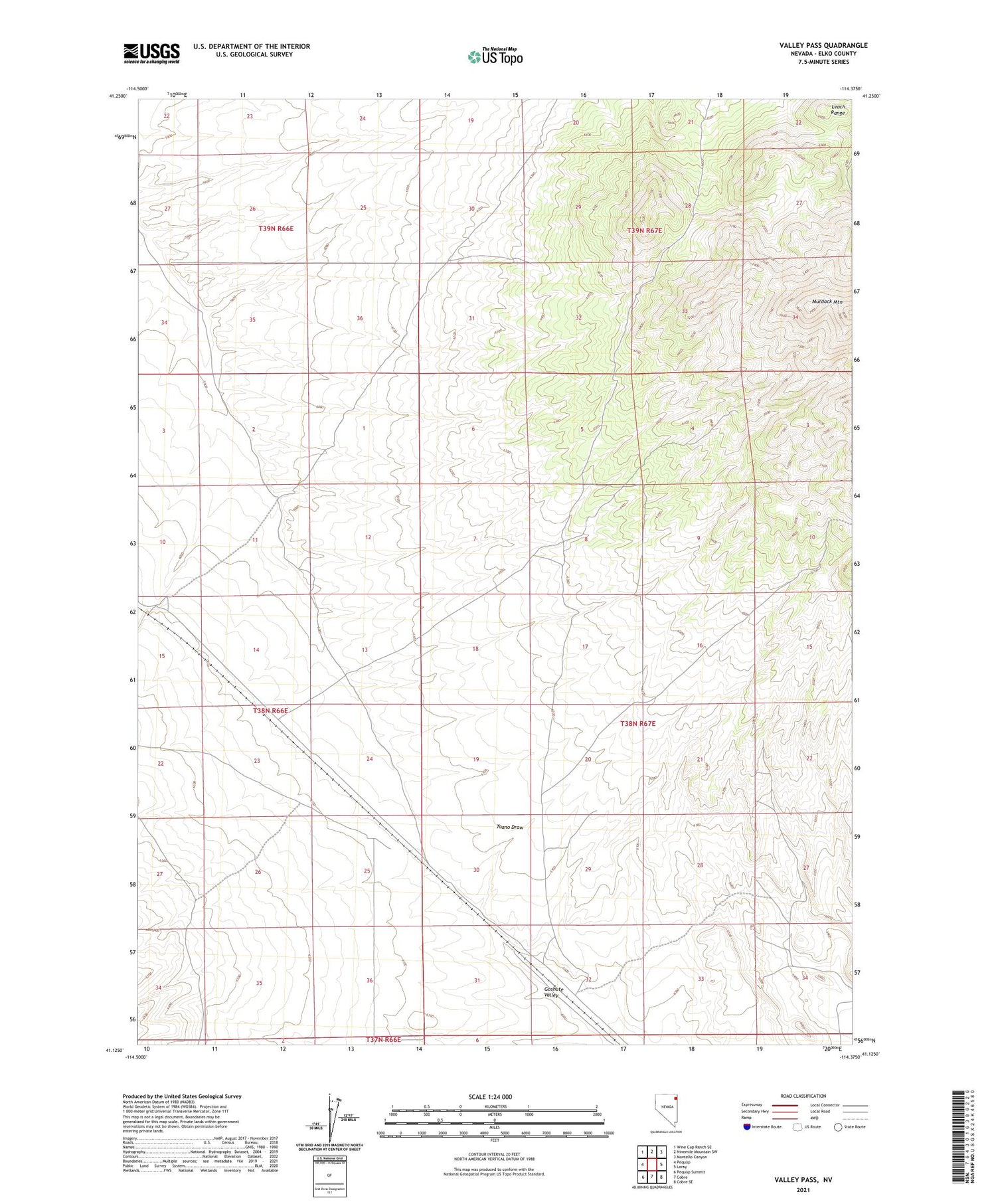 Valley Pass Nevada US Topo Map Image