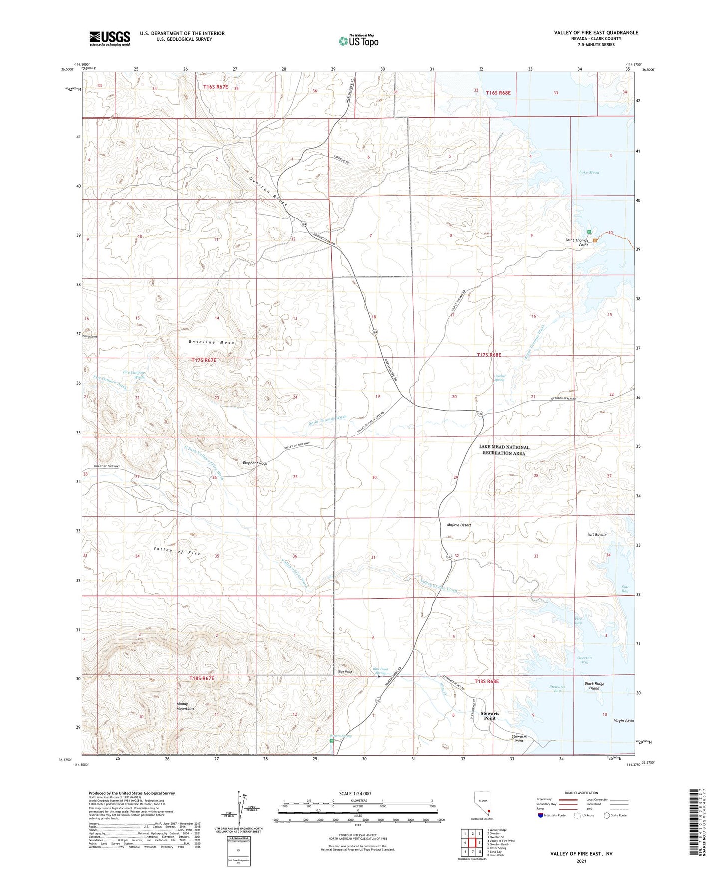 Valley of Fire East Nevada US Topo Map Image