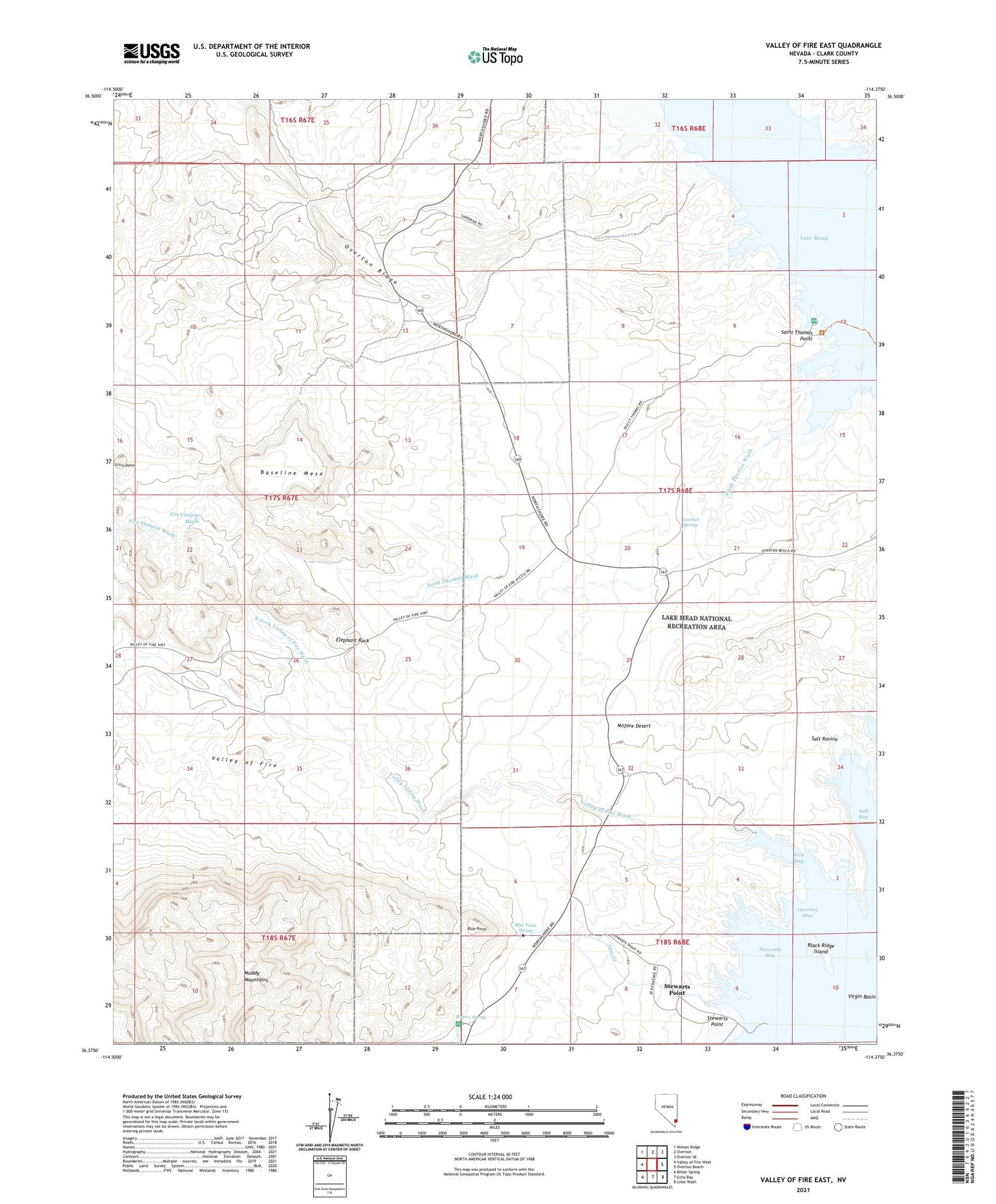 Valley of Fire East Nevada US Topo Map Image