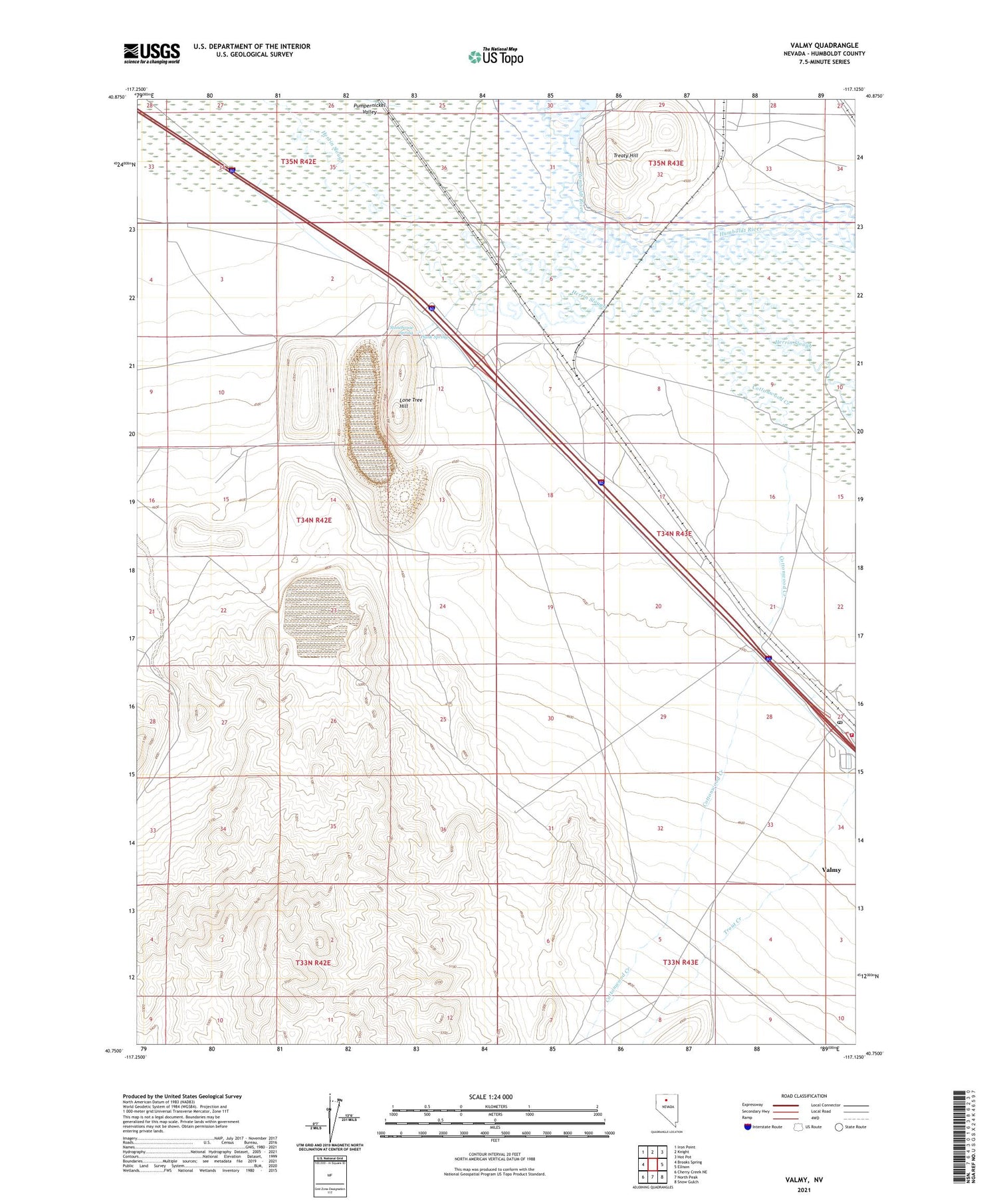 Valmy Nevada US Topo Map Image