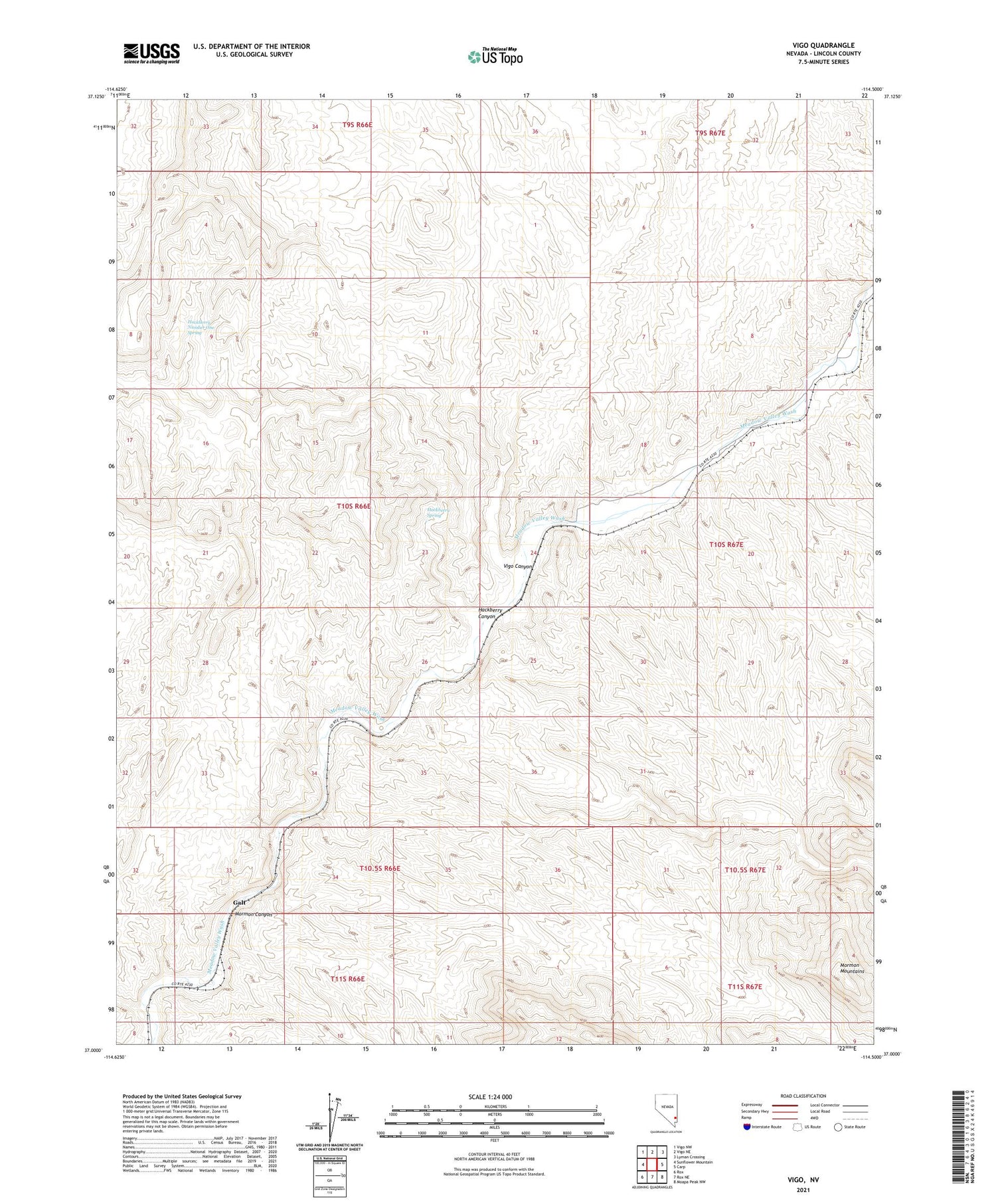 Vigo Nevada US Topo Map Image