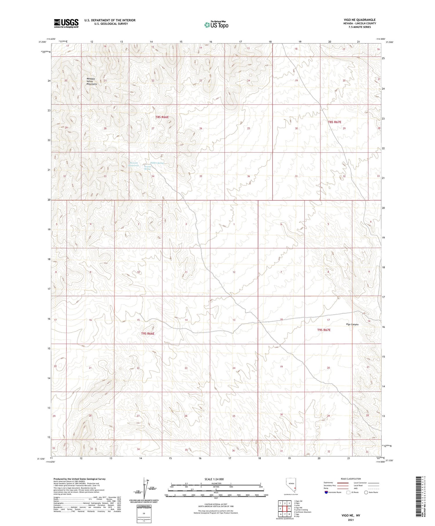 Vigo NE Nevada US Topo Map Image