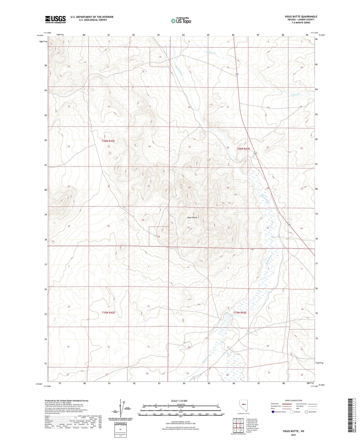 Vigus Butte Nevada US Topo Map Image