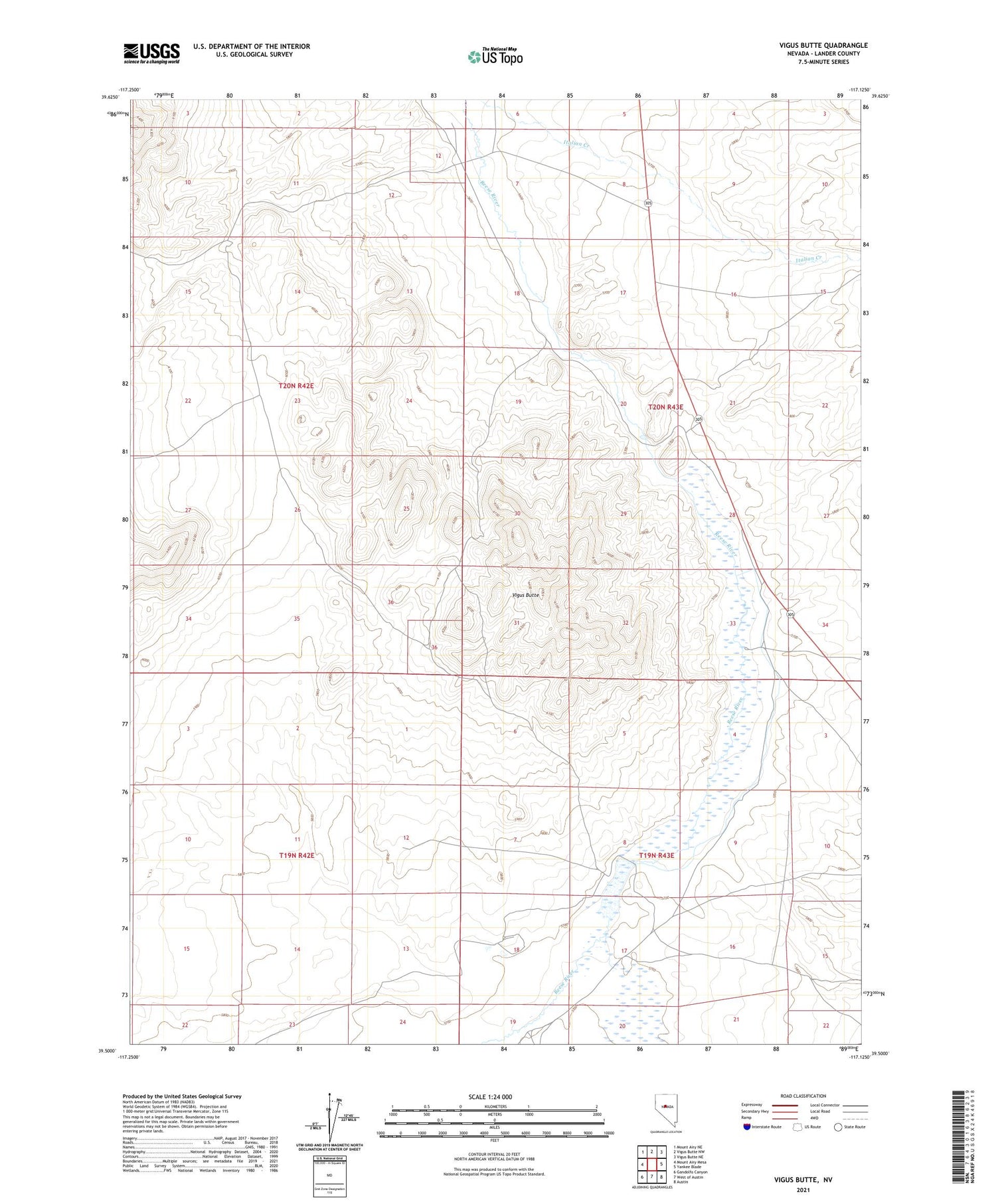 Vigus Butte Nevada US Topo Map Image