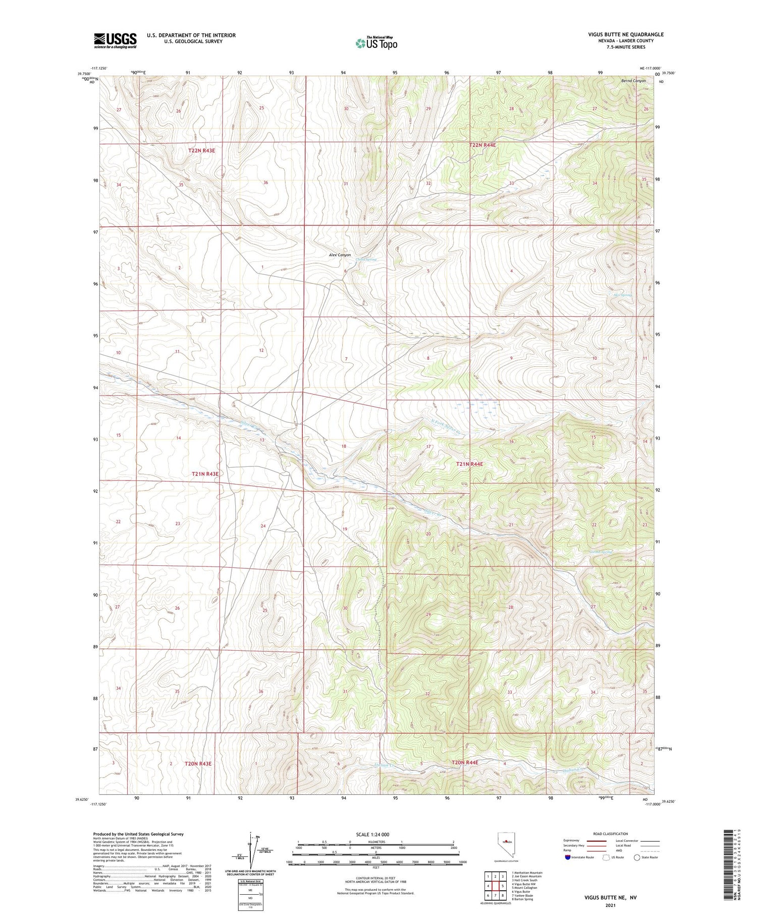 Vigus Butte NE Nevada US Topo Map Image