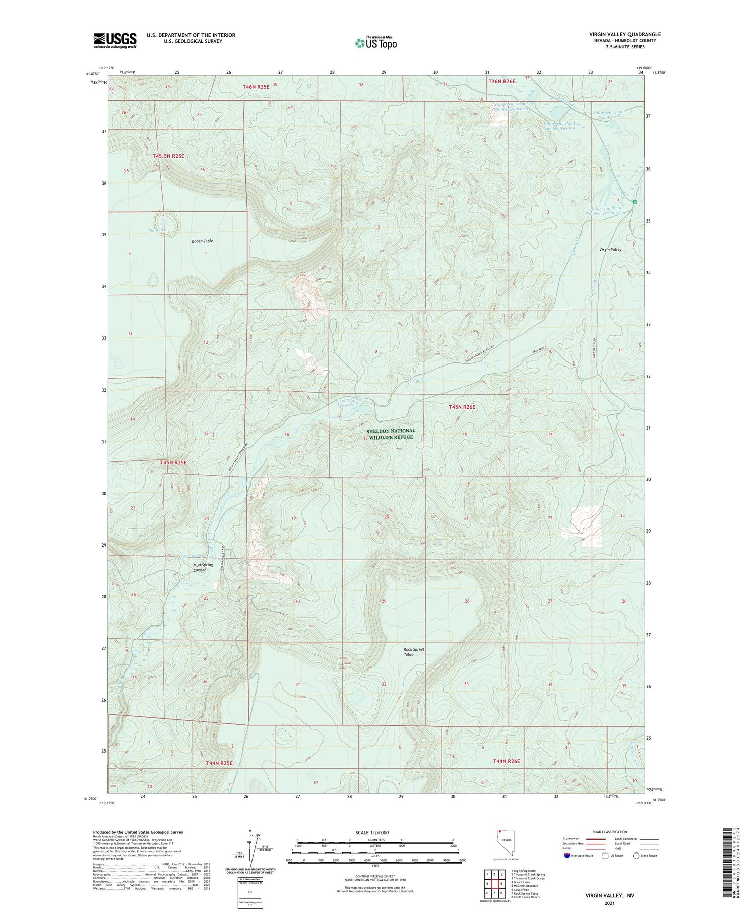 Virgin Valley Nevada US Topo Map Image