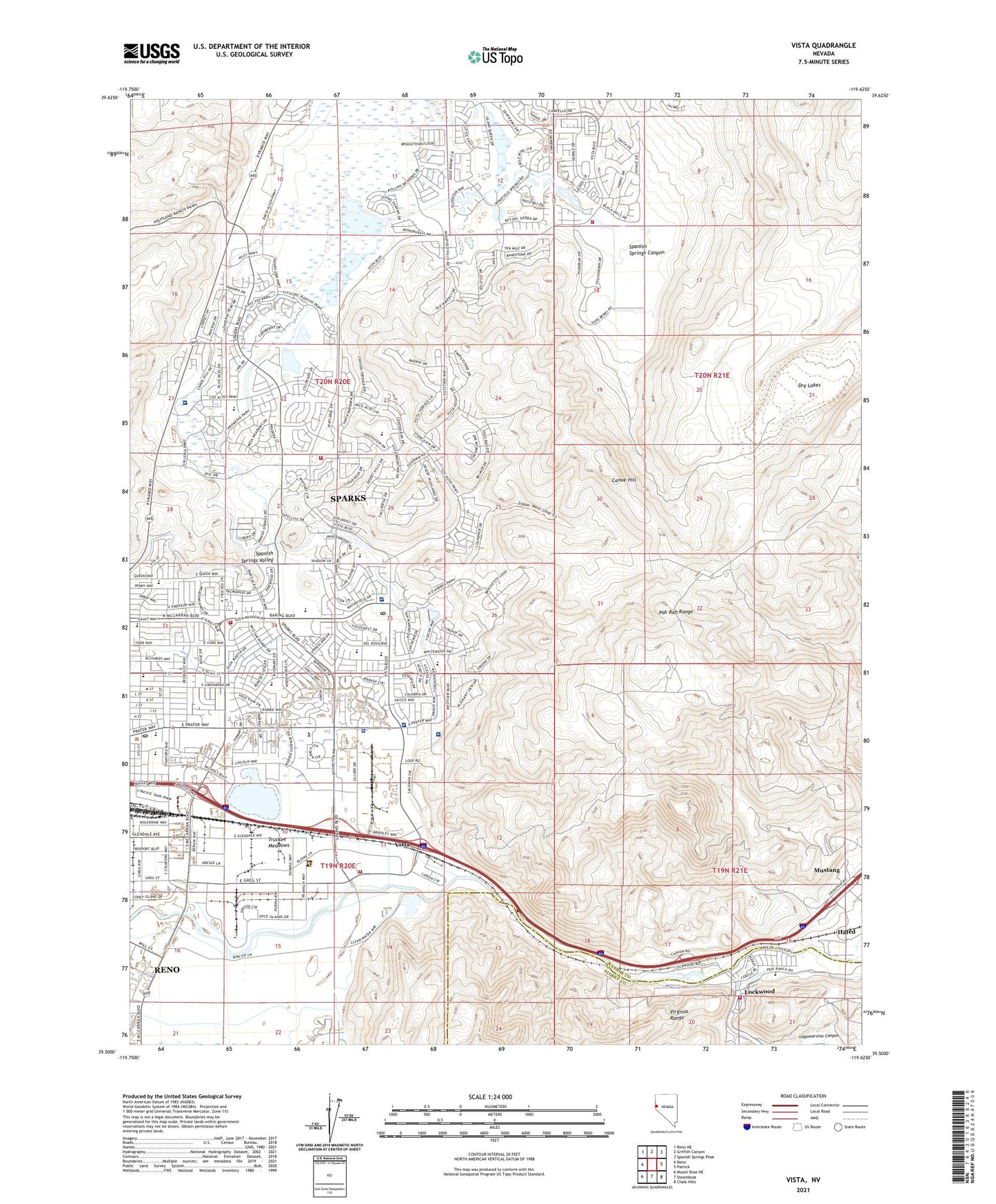 Vista Nevada US Topo Map Image