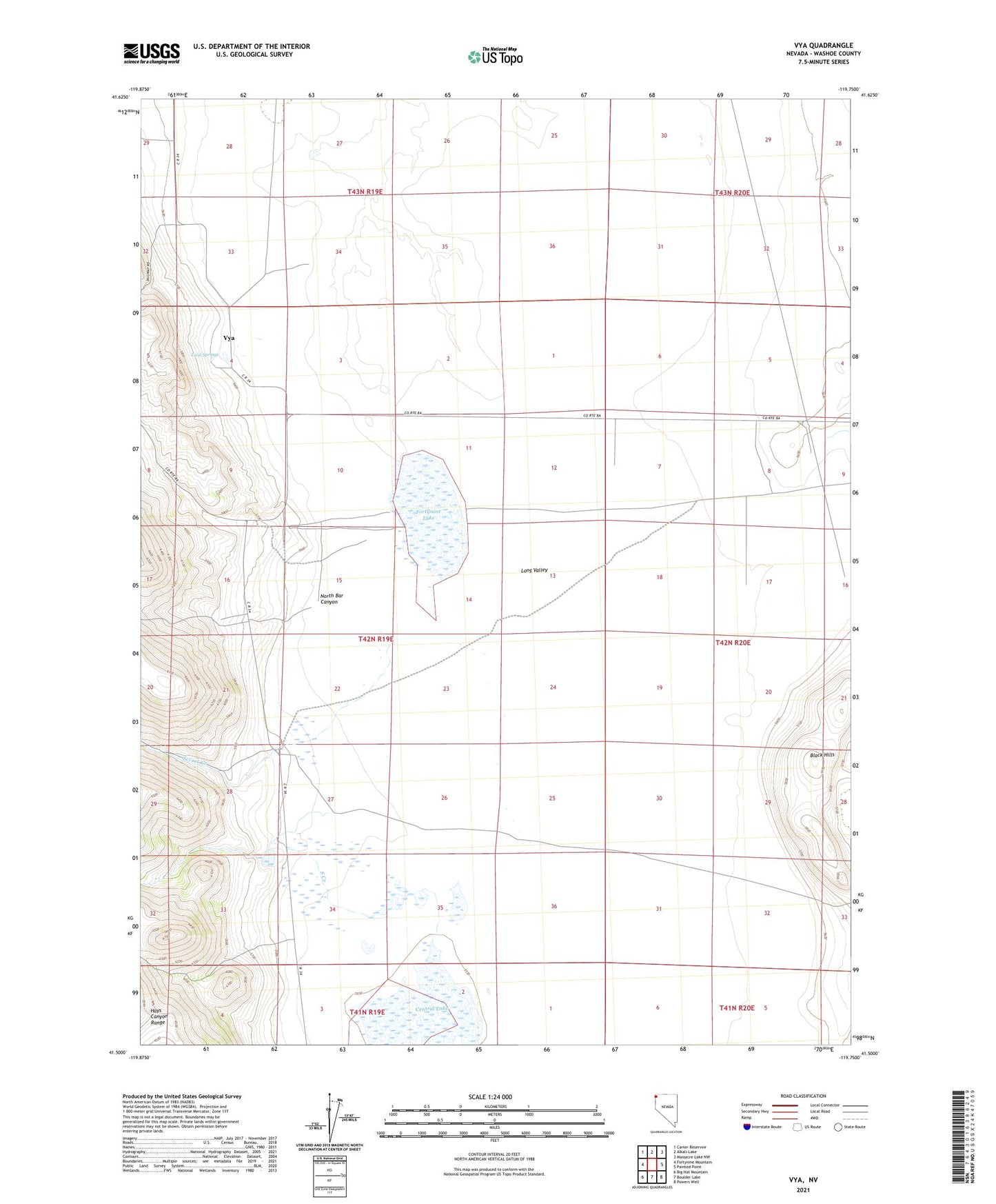 Vya Nevada US Topo Map Image