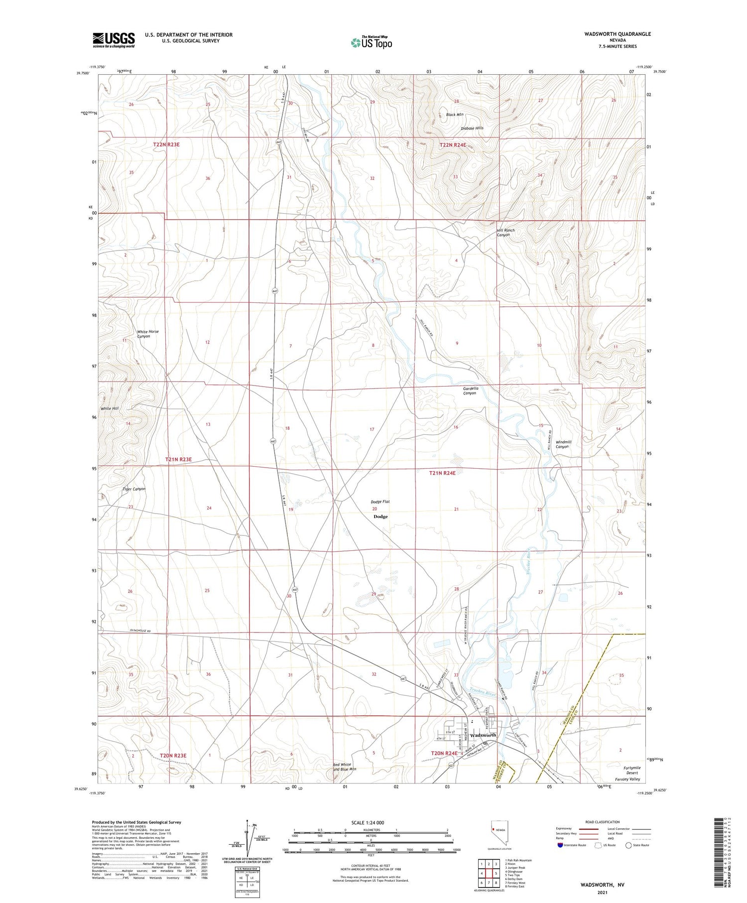 Wadsworth Nevada US Topo Map Image