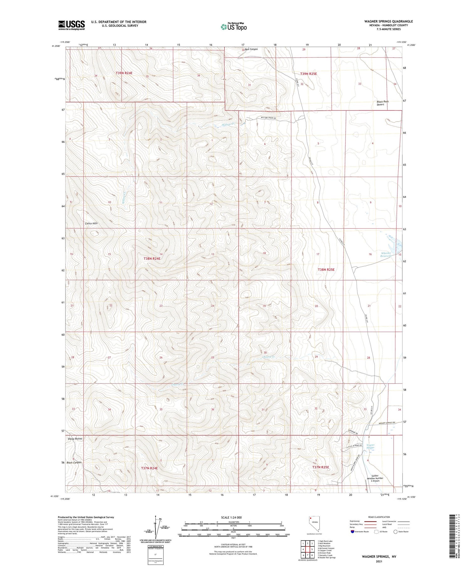 Wagner Springs Nevada US Topo Map Image