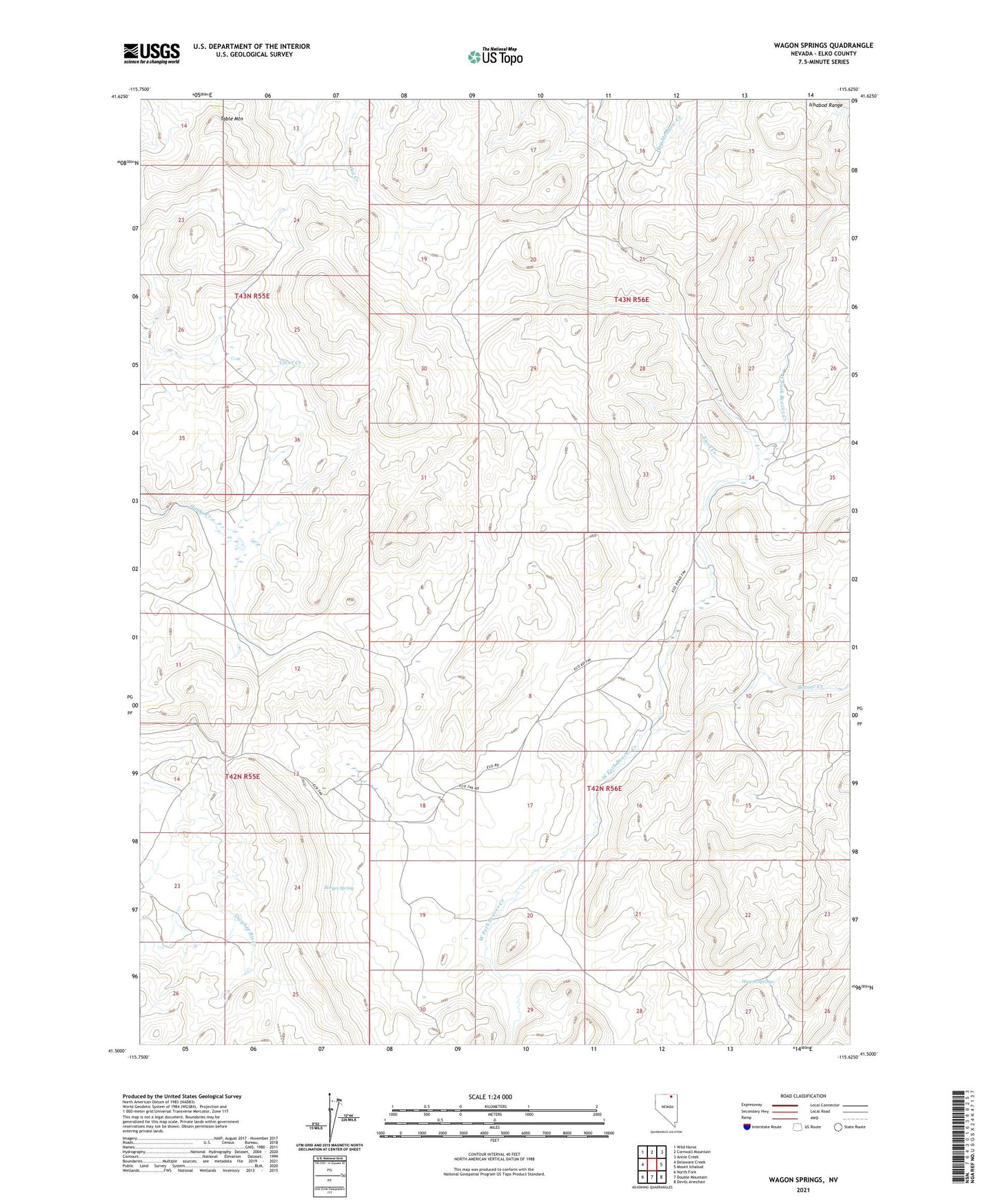 Wagon Springs Nevada US Topo Map Image