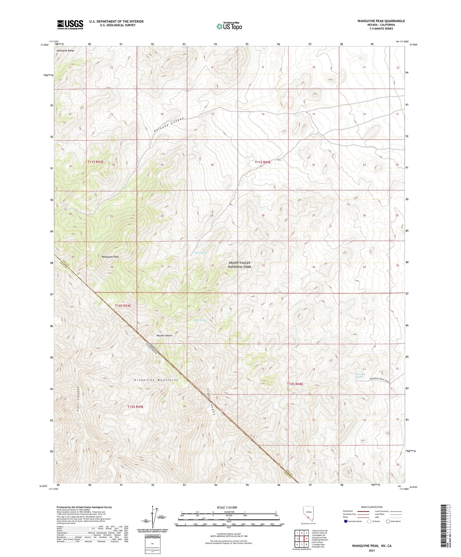 Wahguyhe Peak Nevada US Topo Map Image