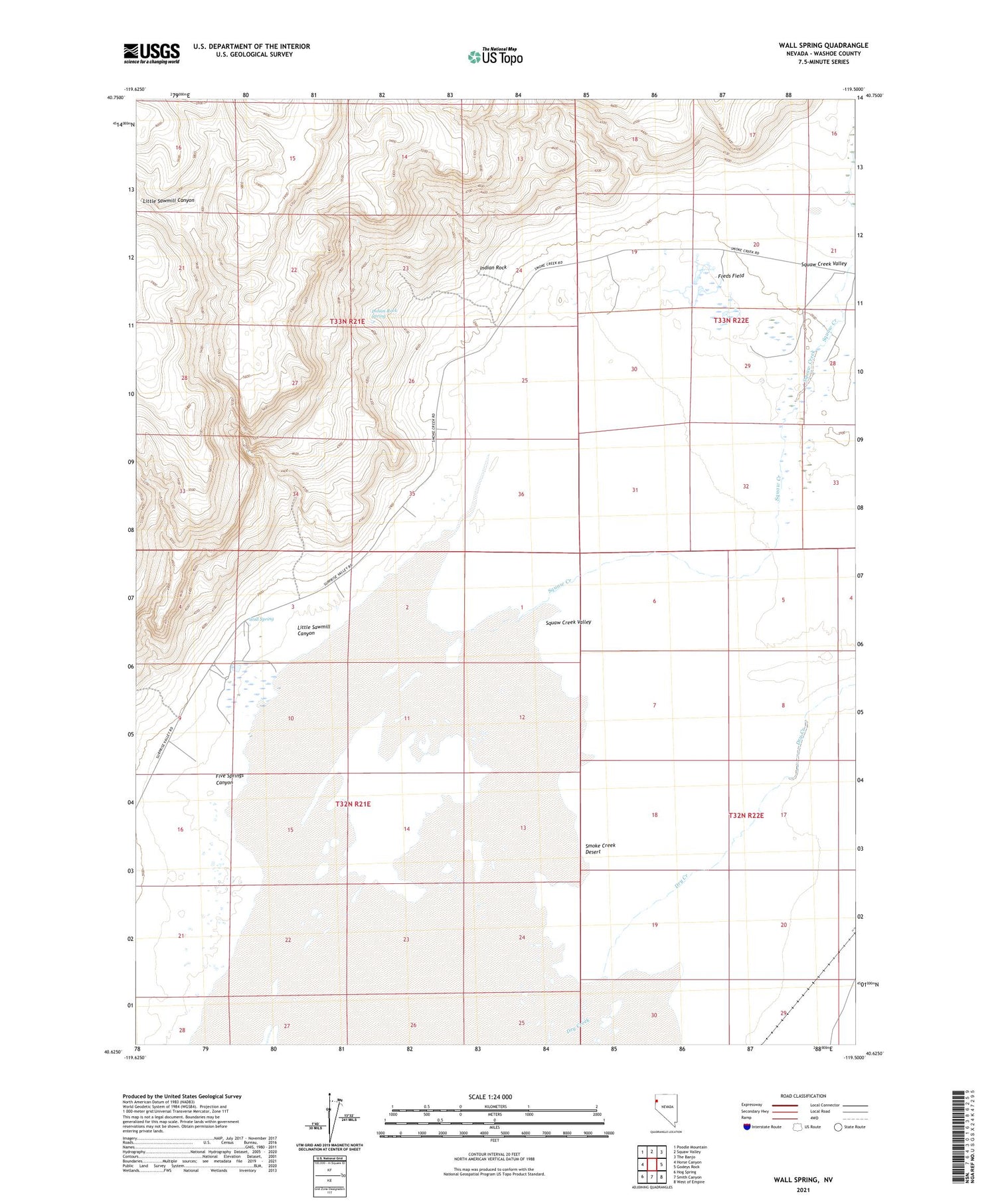 Wall Spring Nevada US Topo Map Image