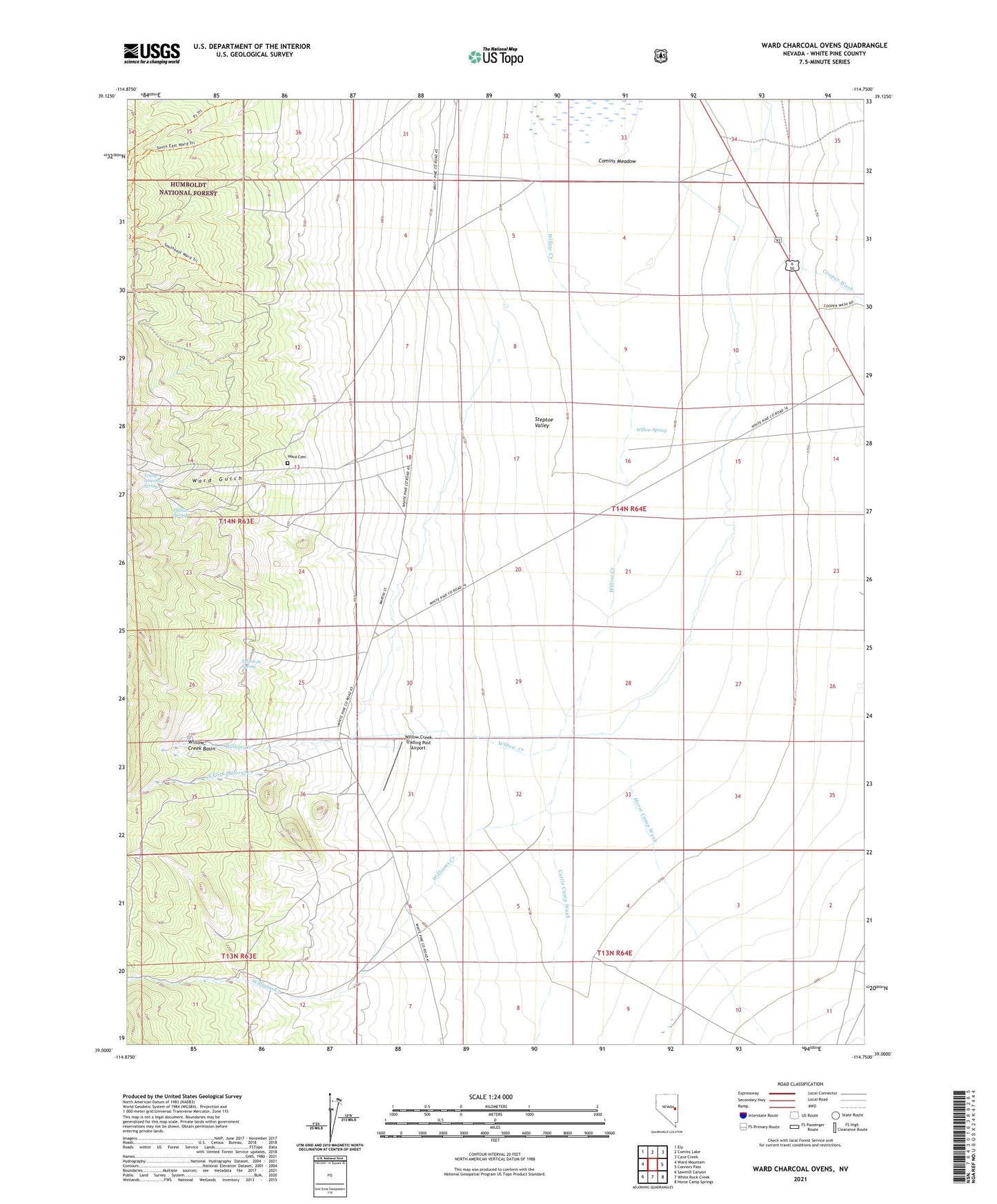 Ward Charcoal Ovens Nevada US Topo Map Image
