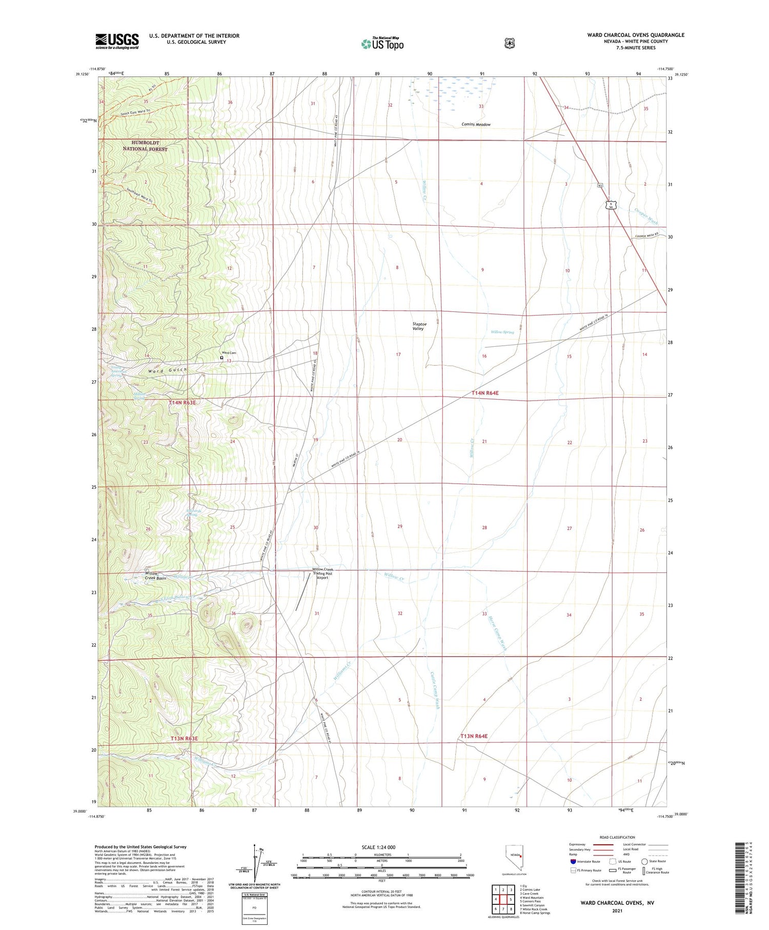 Ward Charcoal Ovens Nevada US Topo Map Image