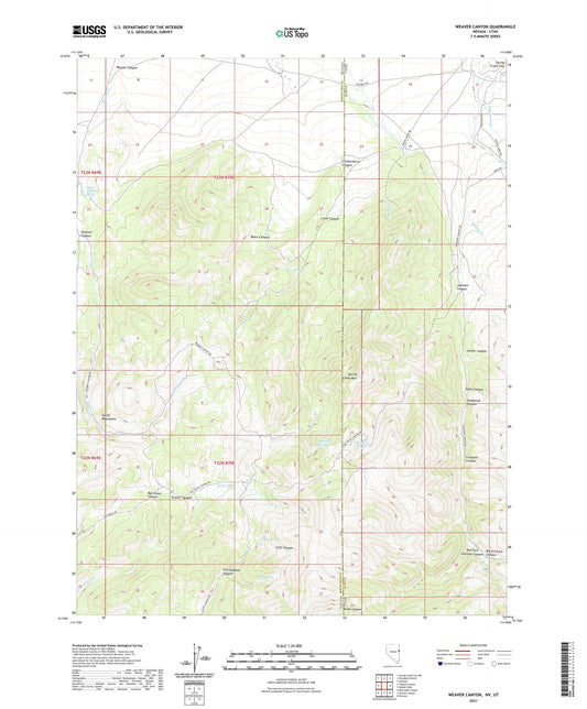 Weaver Canyon Nevada US Topo Map Image