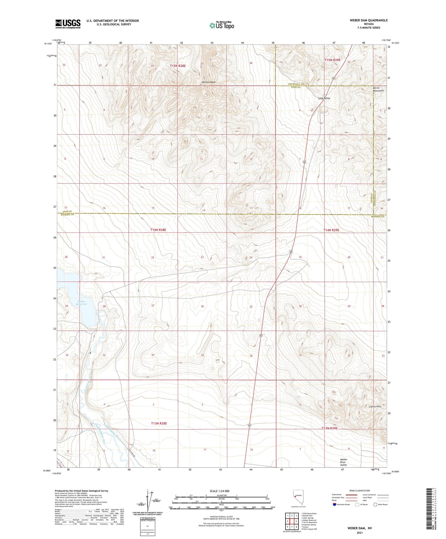 Weber Dam Nevada US Topo Map Image