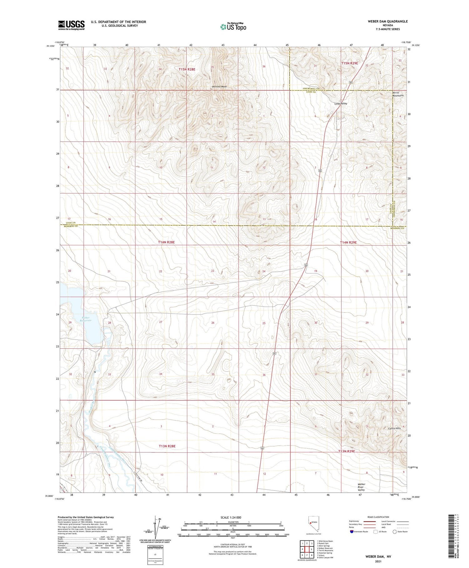 Weber Dam Nevada US Topo Map Image