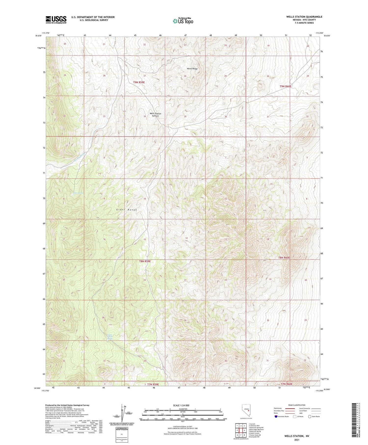 Wells Station Nevada US Topo Map Image