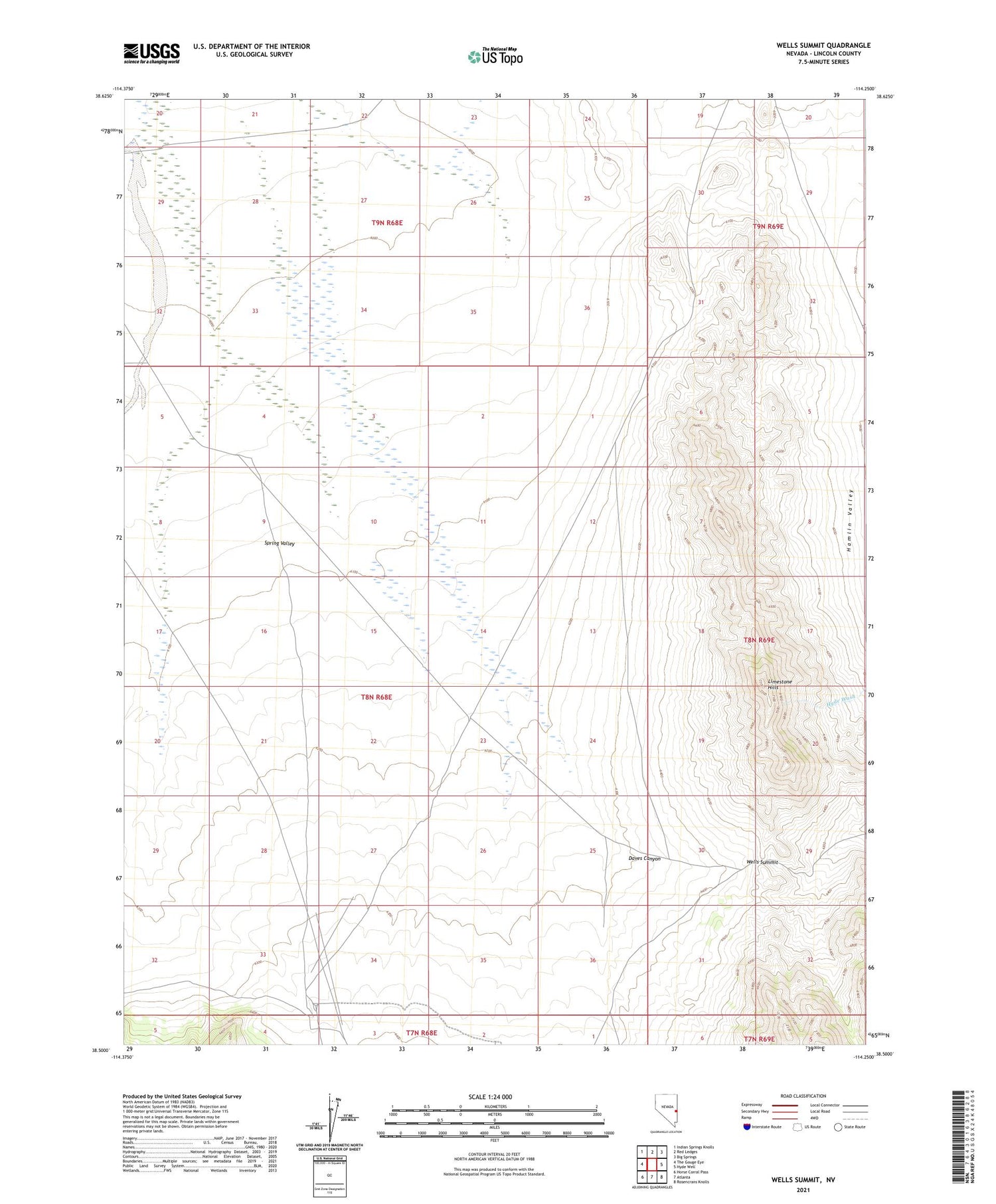 Wells Summit Nevada US Topo Map Image