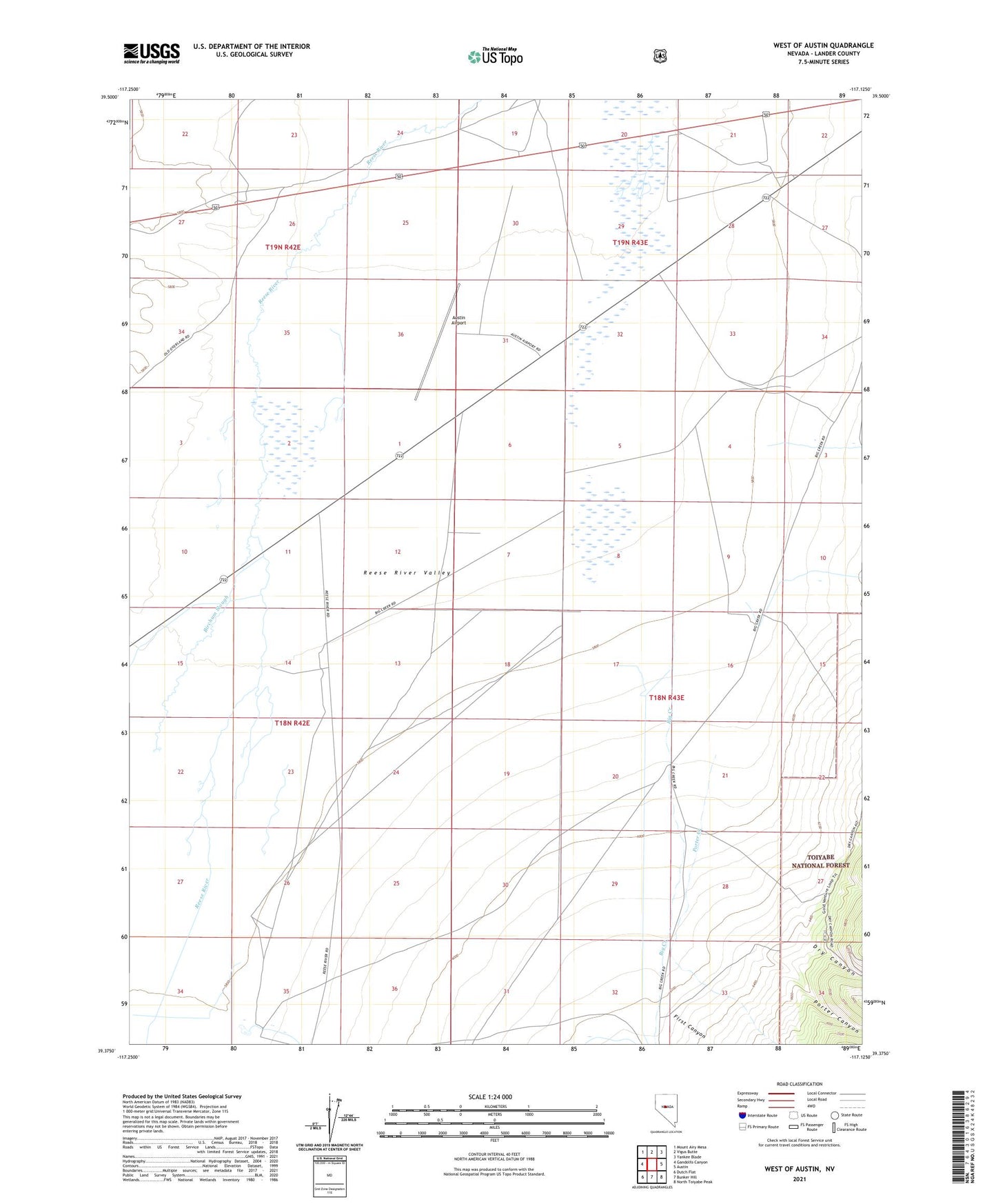 West of Austin Nevada US Topo Map Image