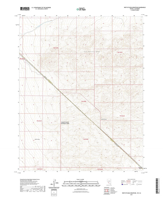 West of Gold Mountain Nevada US Topo Map Image