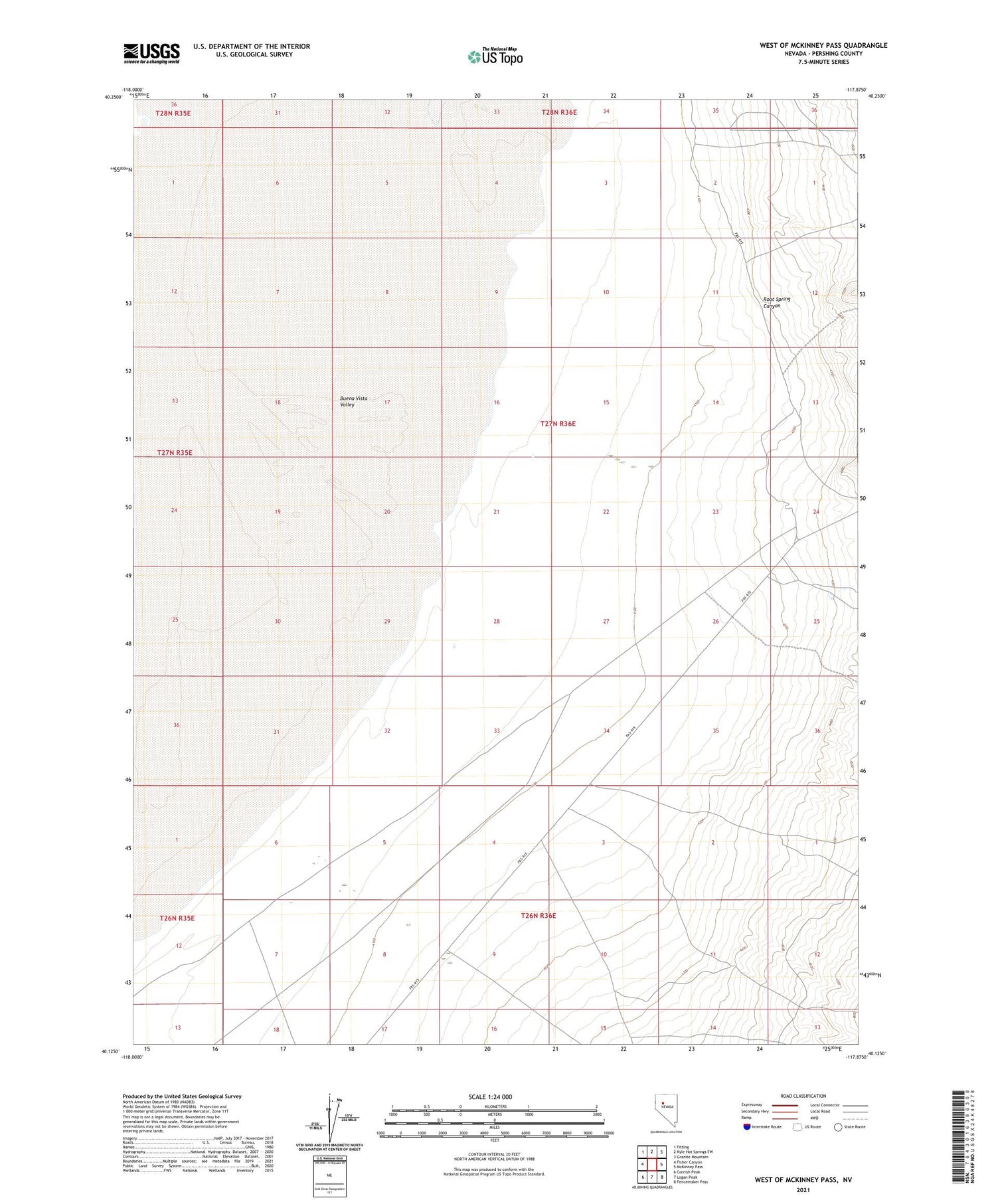 West of McKinney Pass Nevada US Topo Map Image