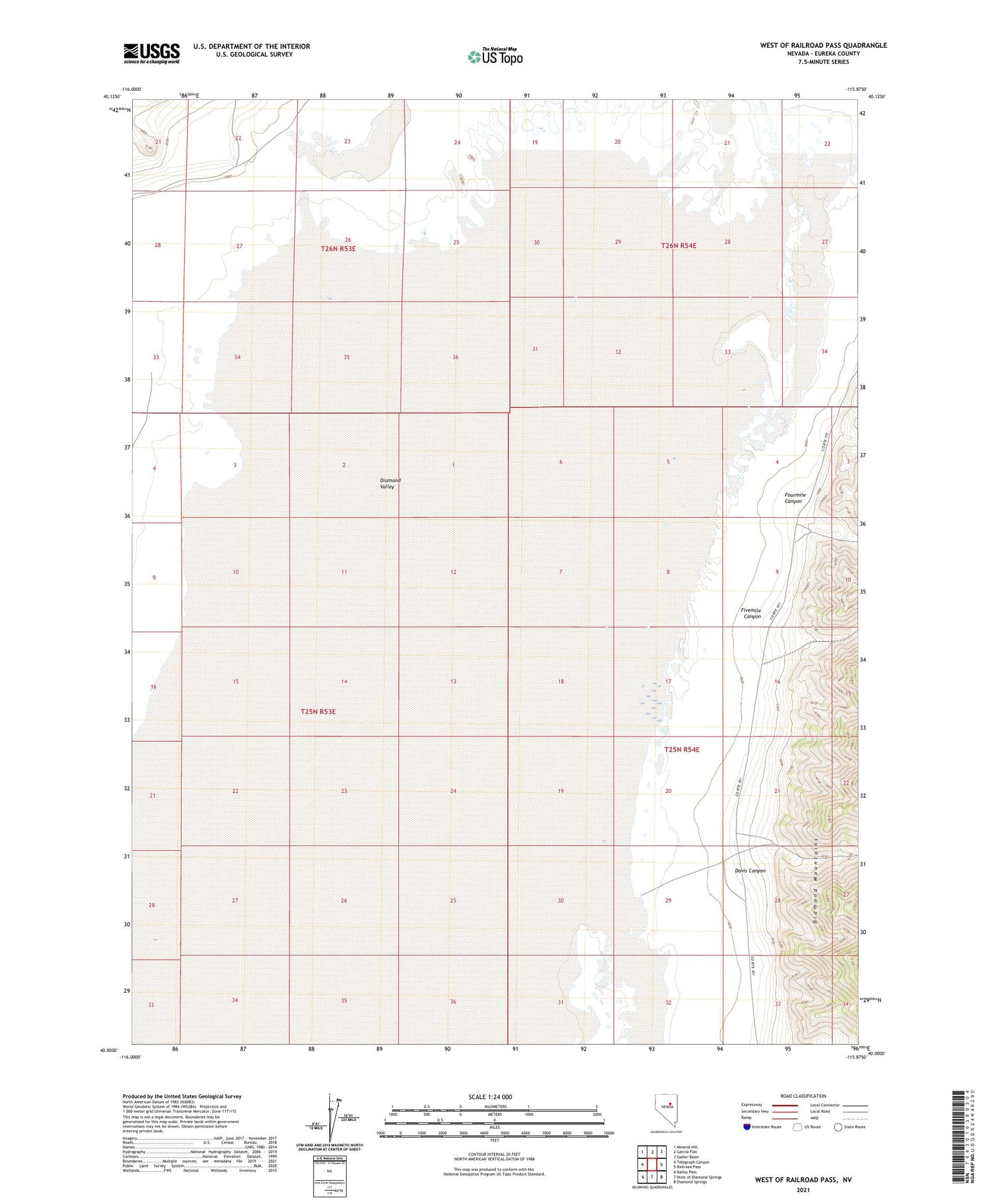 West of Railroad Pass Nevada US Topo Map Image