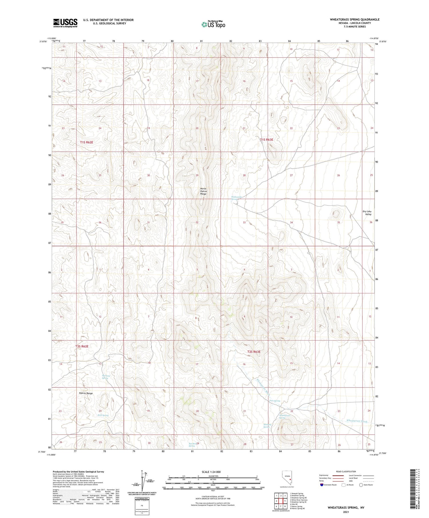 Wheatgrass Spring Nevada US Topo Map Image