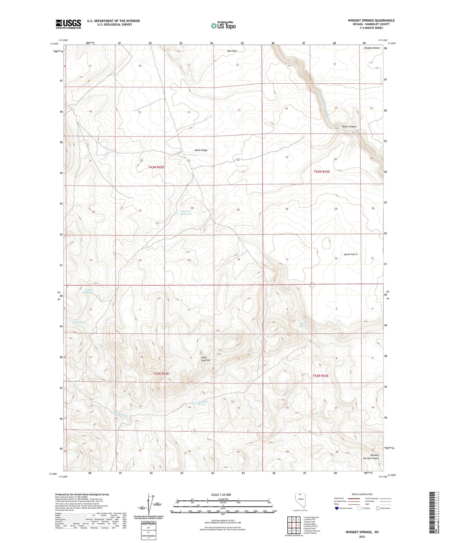 Whiskey Springs Nevada US Topo Map Image