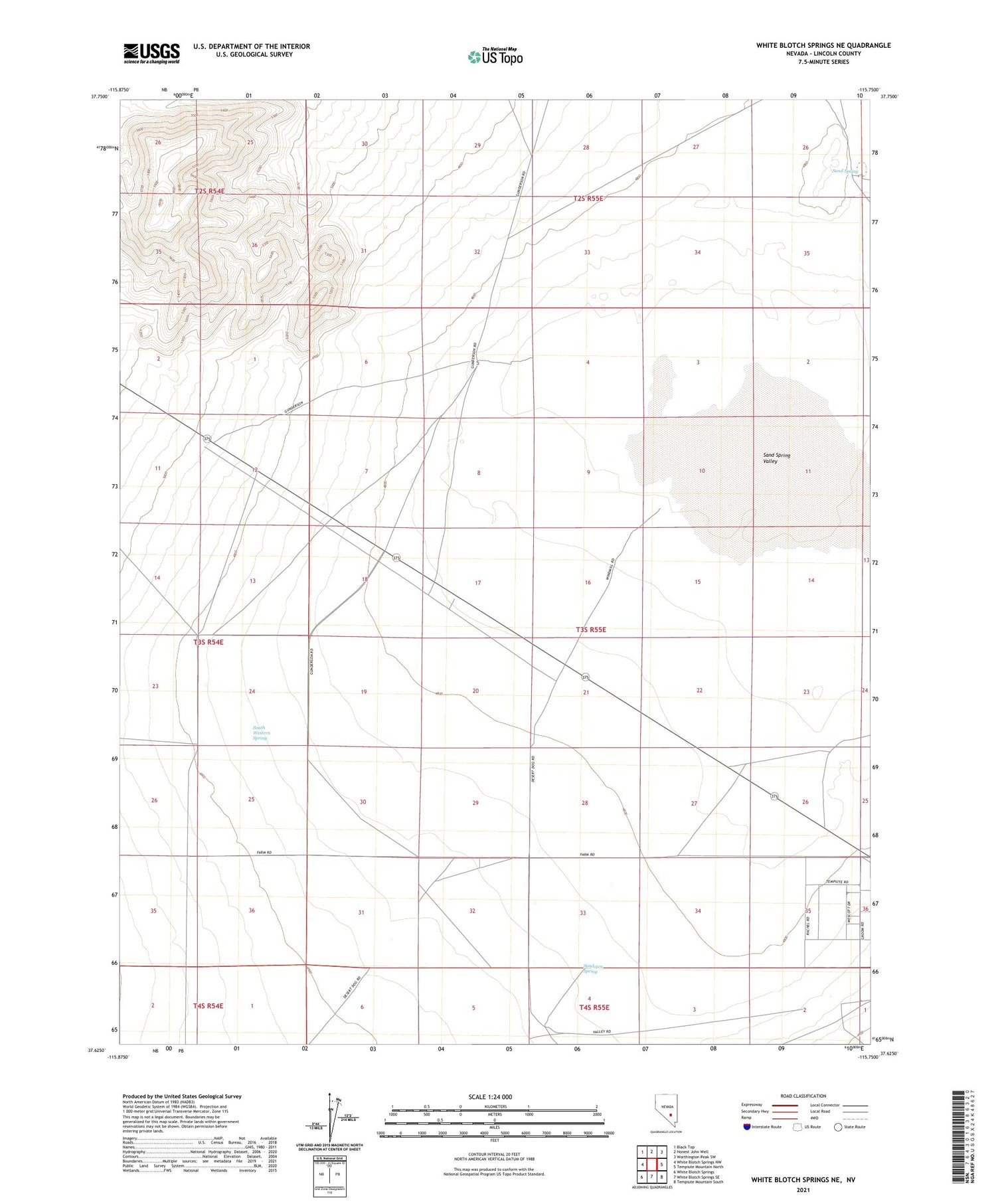 White Blotch Springs NE Nevada US Topo Map Image