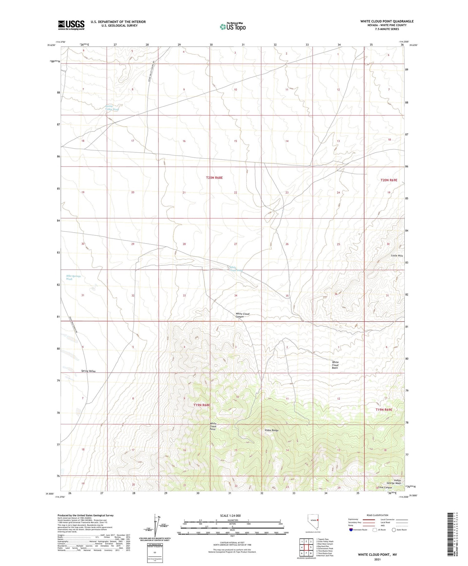 White Cloud Point Nevada US Topo Map Image