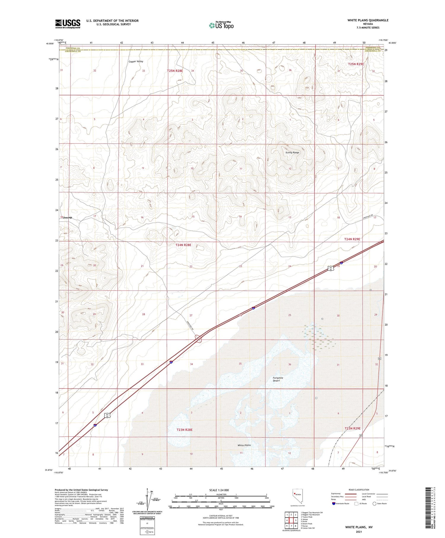 White Plains Nevada US Topo Map Image