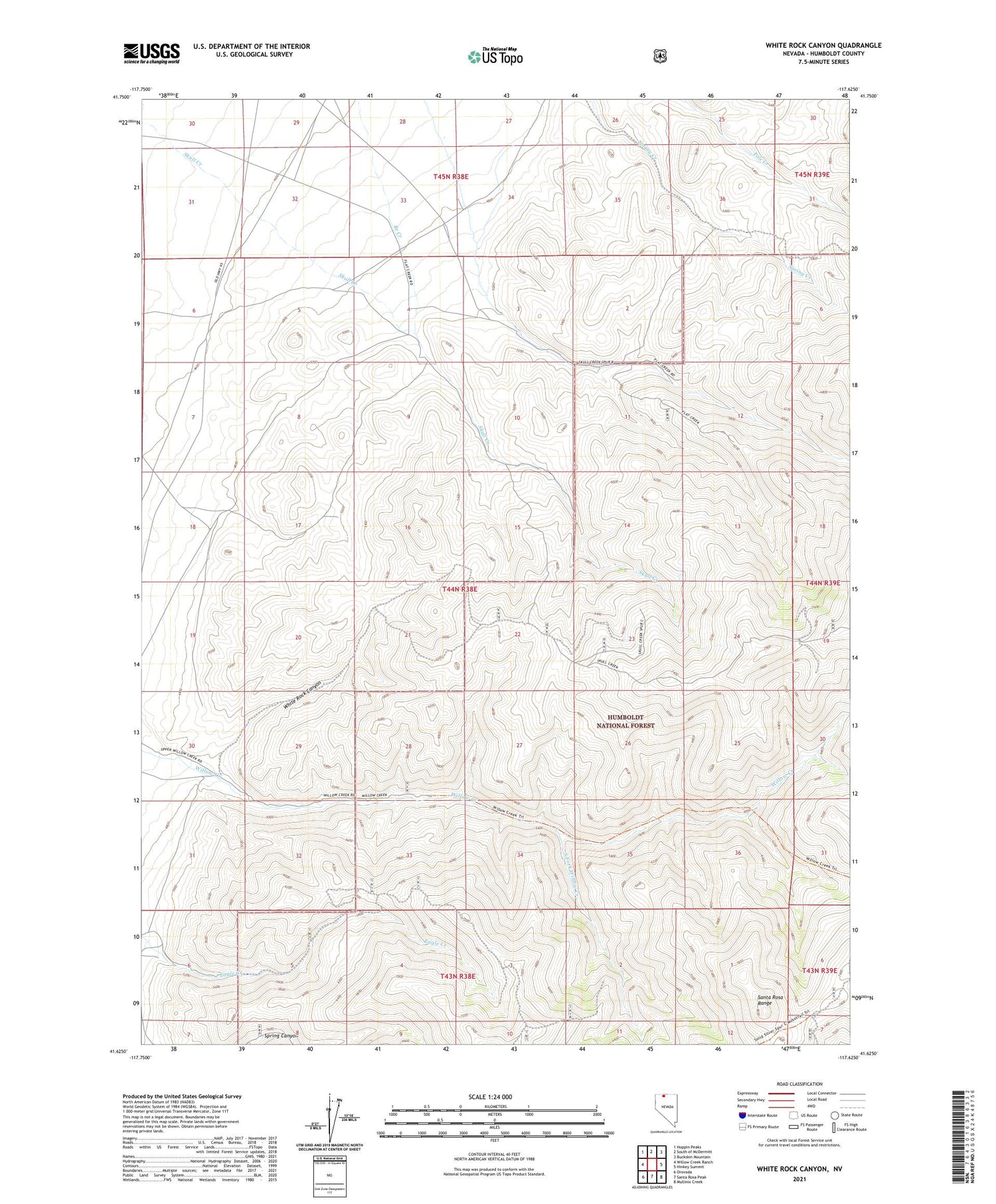White Rock Canyon Nevada US Topo Map Image