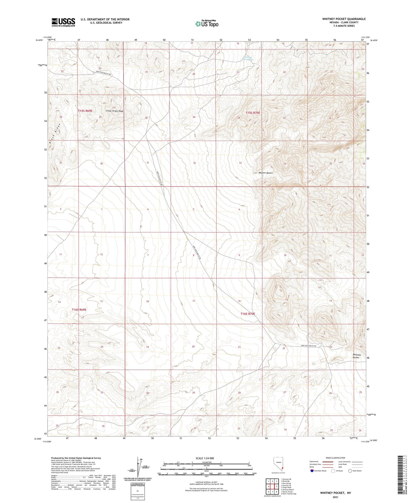 Whitney Pocket Nevada US Topo Map Image