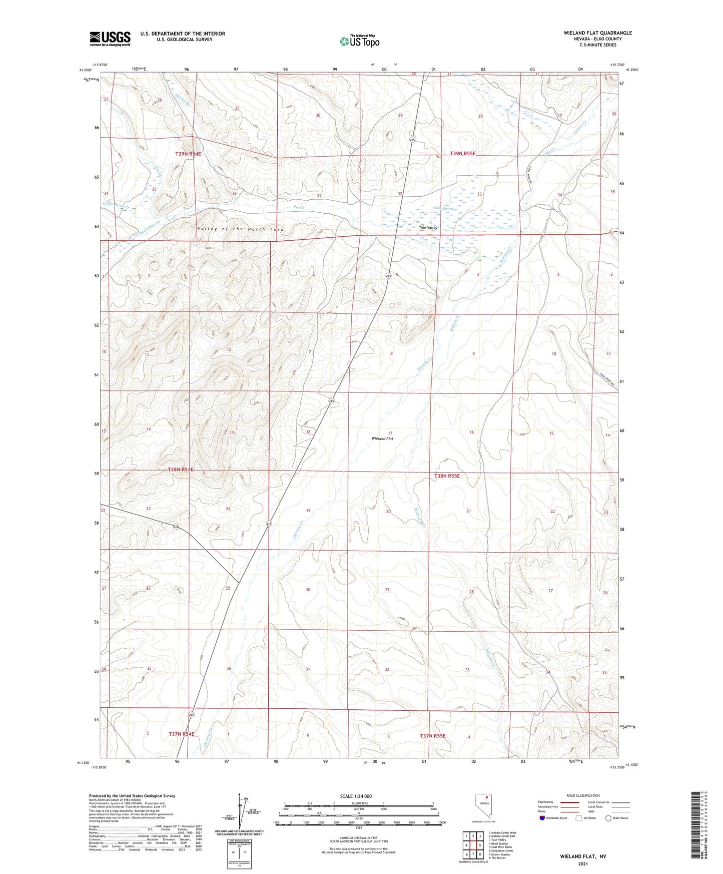 Wieland Flat Nevada US Topo Map Image