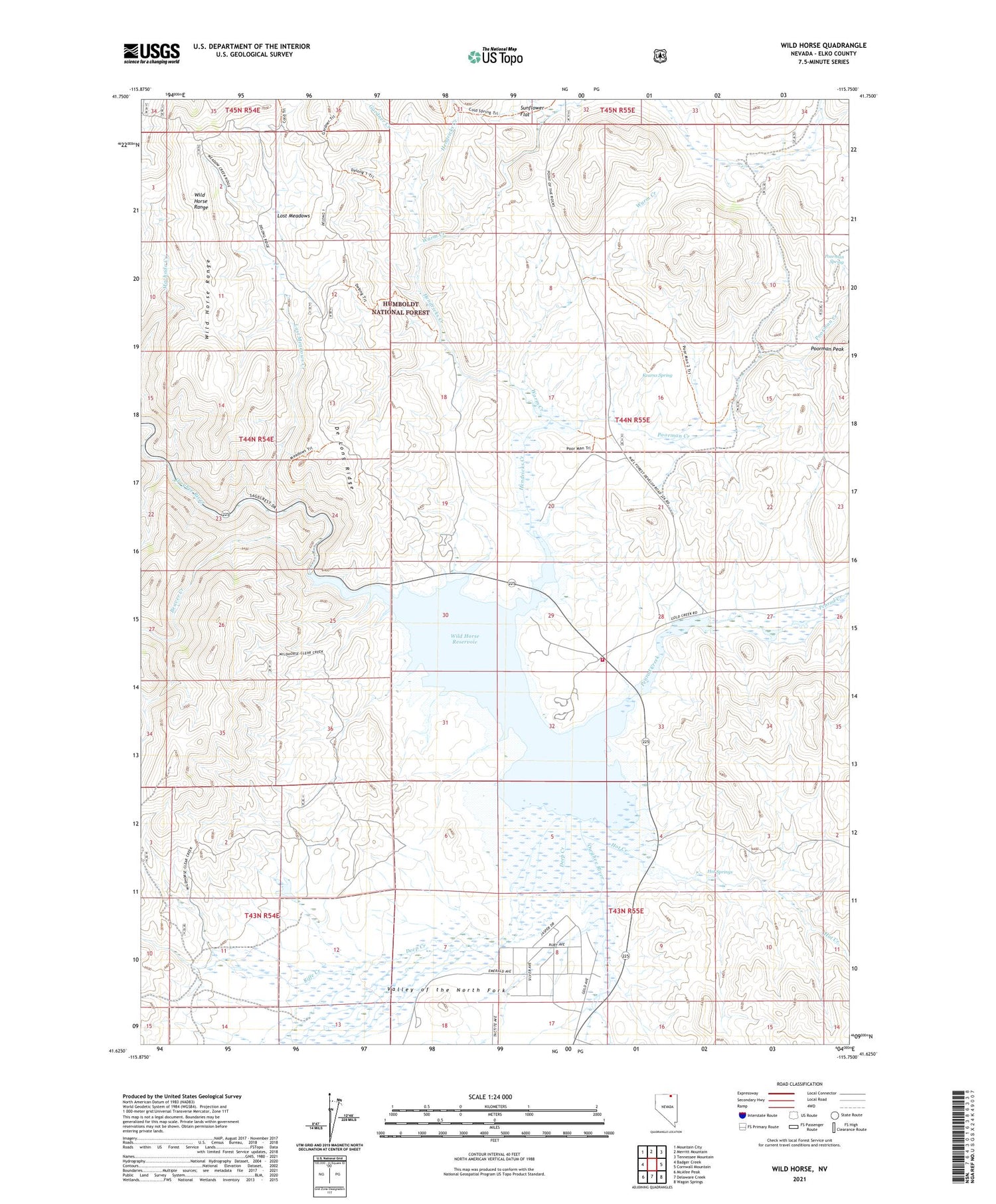 Wild Horse Nevada US Topo Map Image