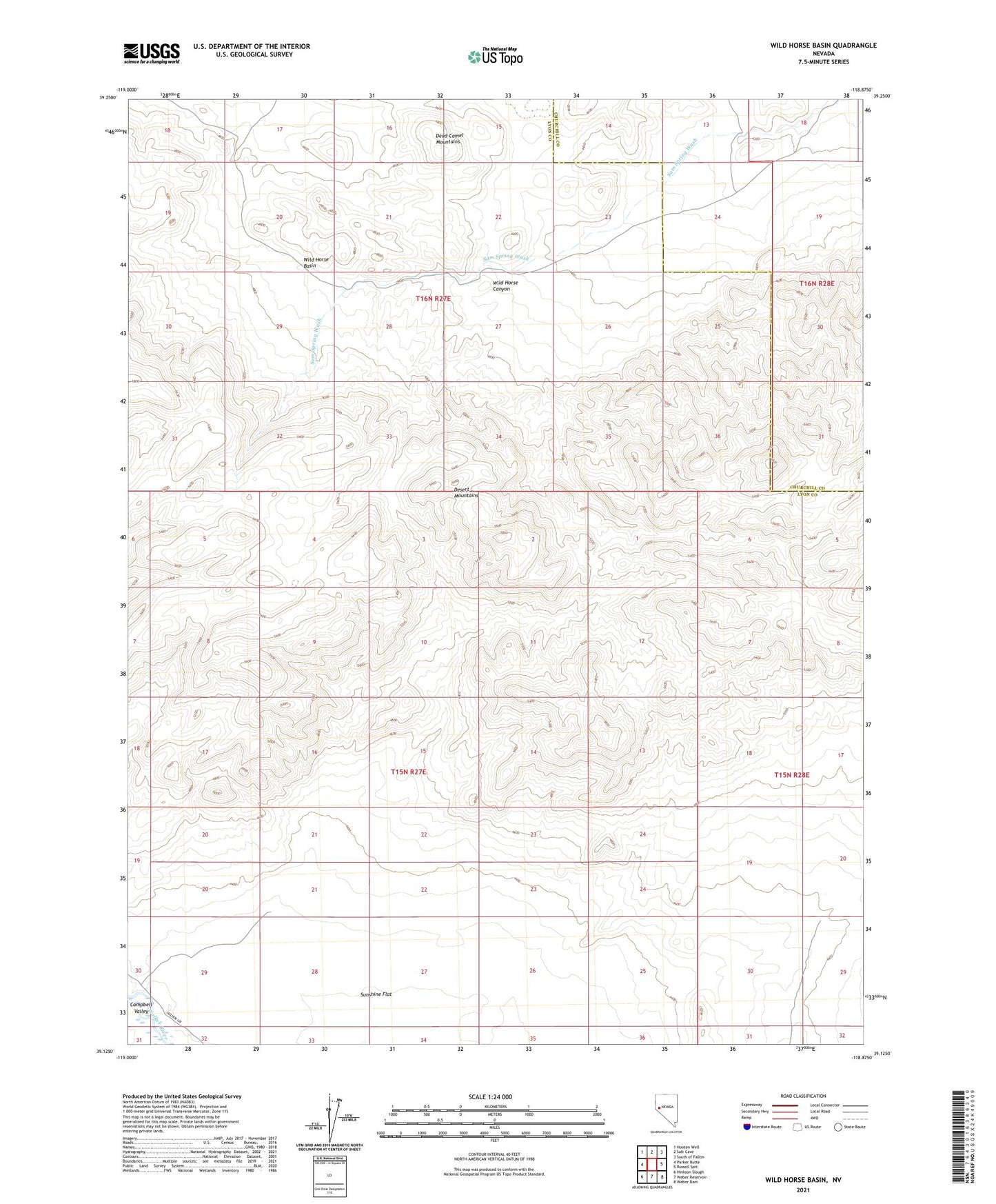 Wild Horse Basin Nevada US Topo Map Image