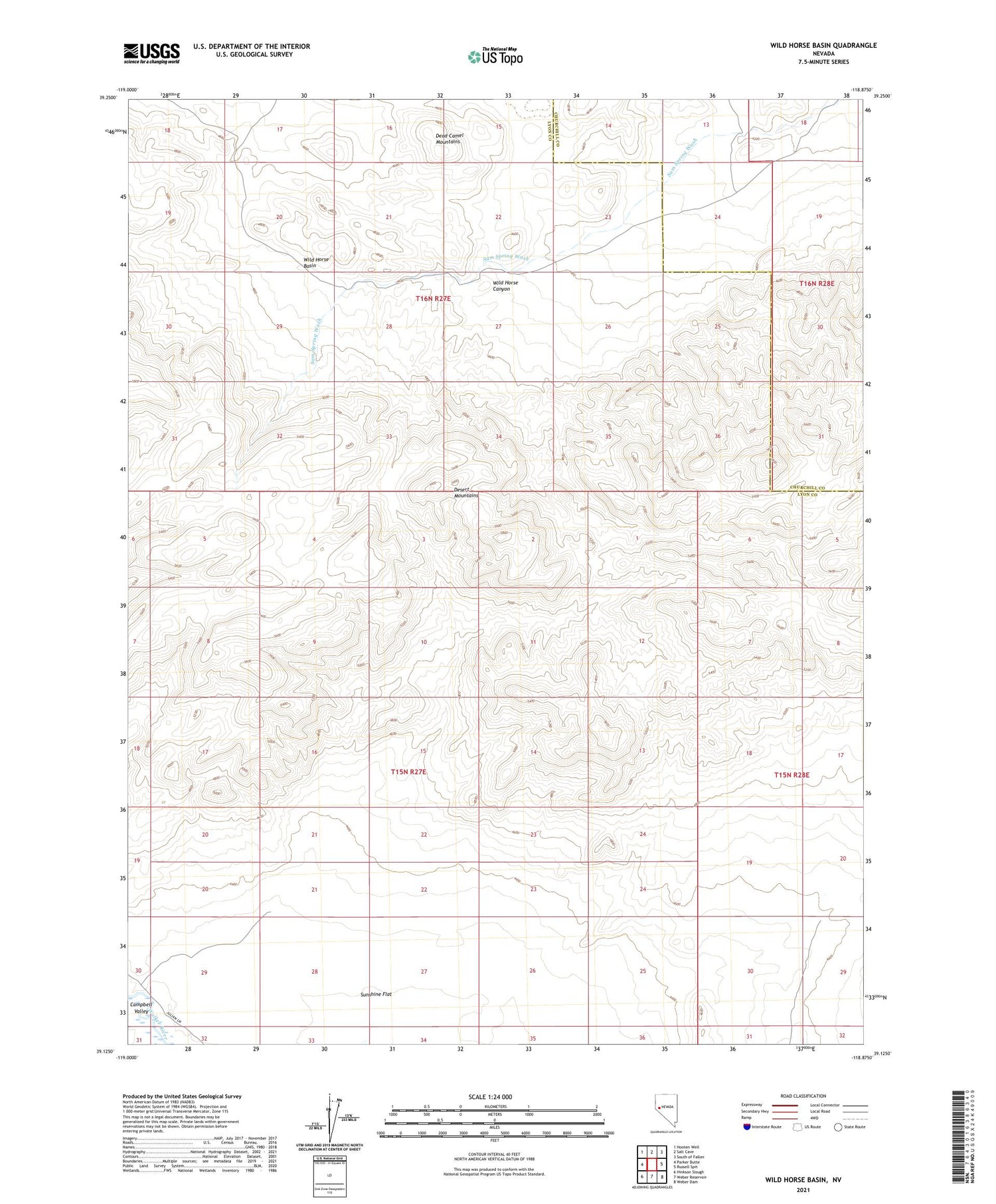 Wild Horse Basin Nevada US Topo Map Image
