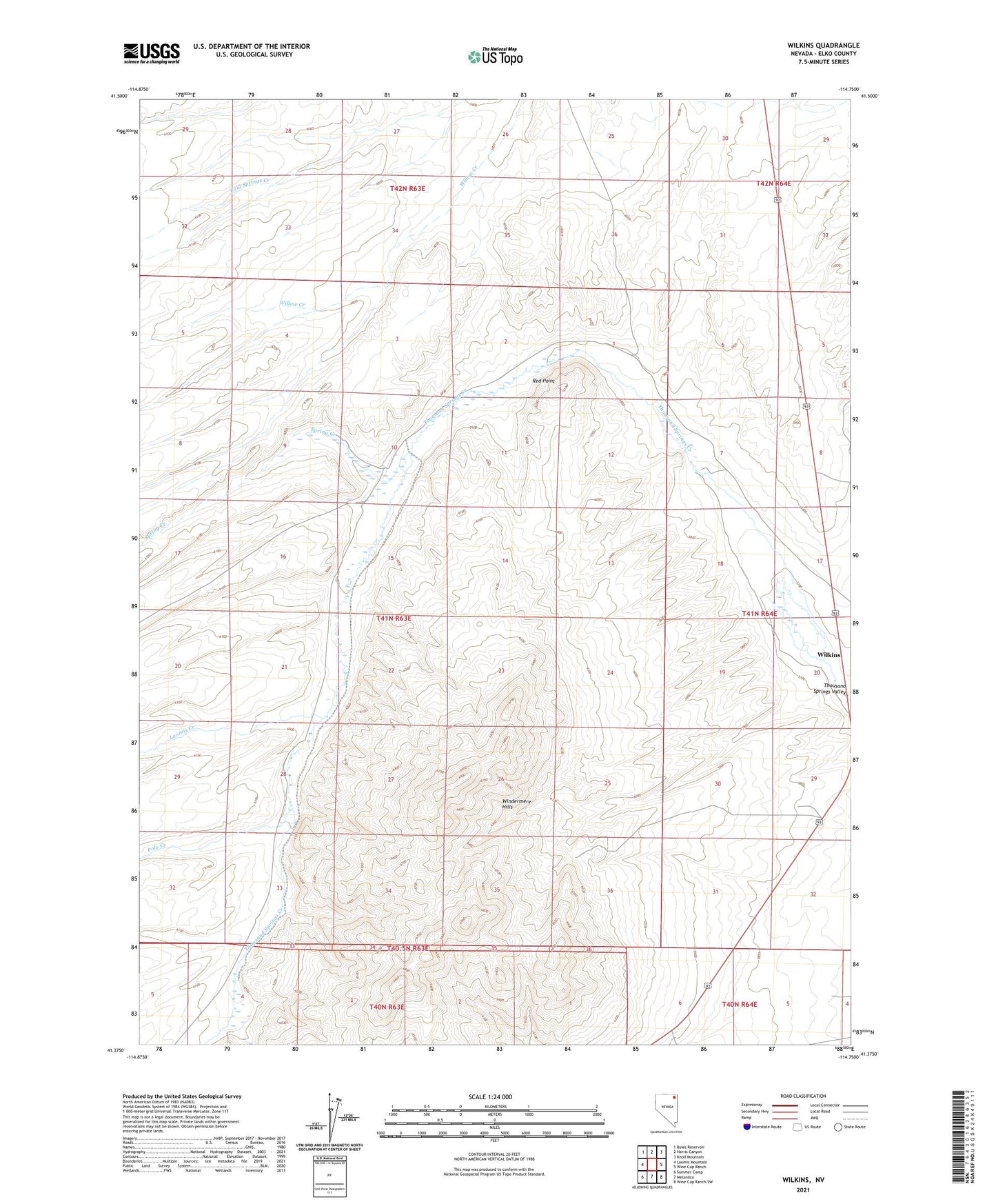 Wilkins Nevada US Topo Map Image