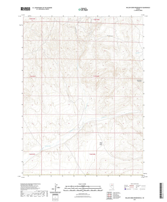 Willow Creek Reservoir SE Nevada US Topo Map Image
