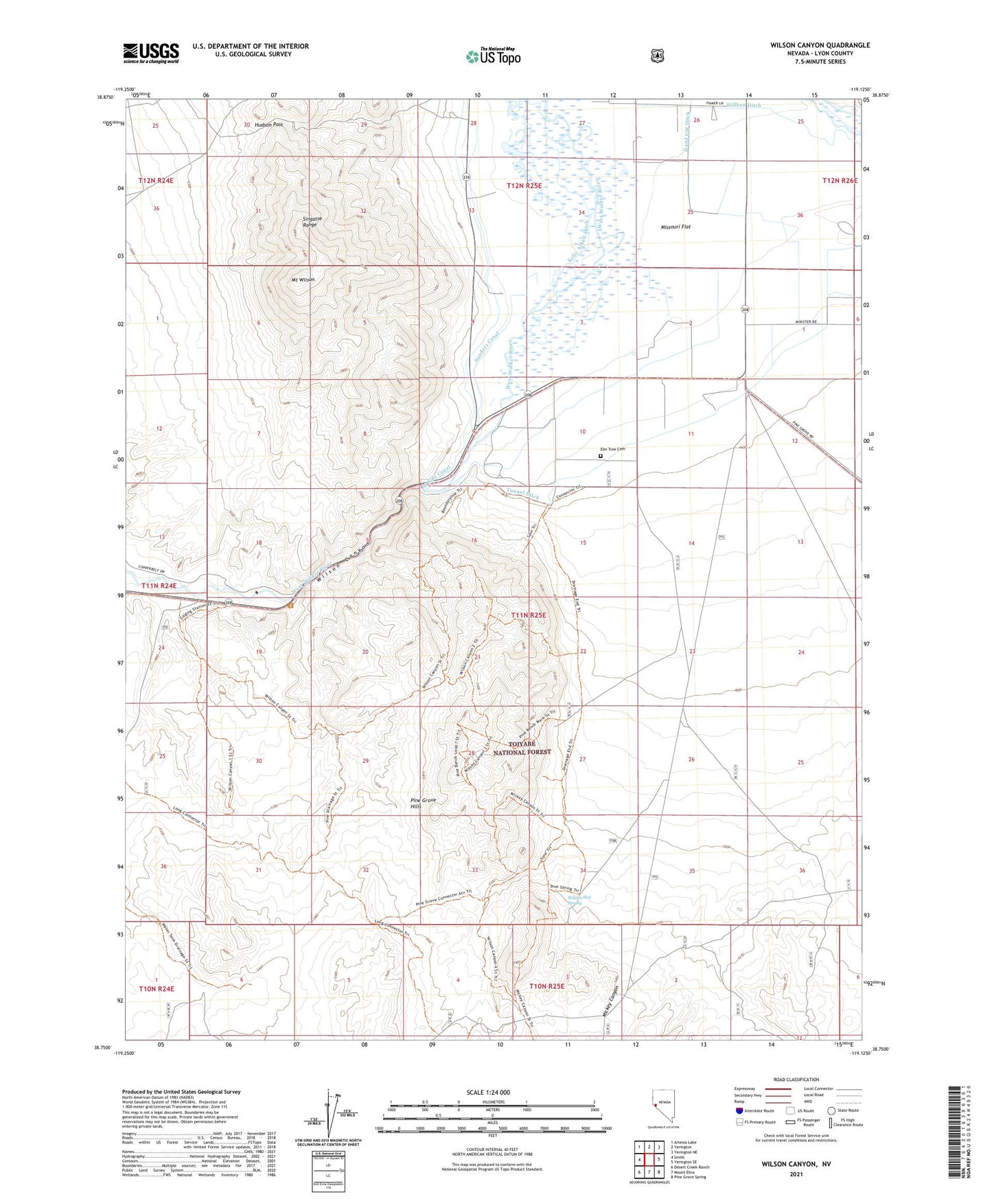 Wilson Canyon Nevada US Topo Map Image