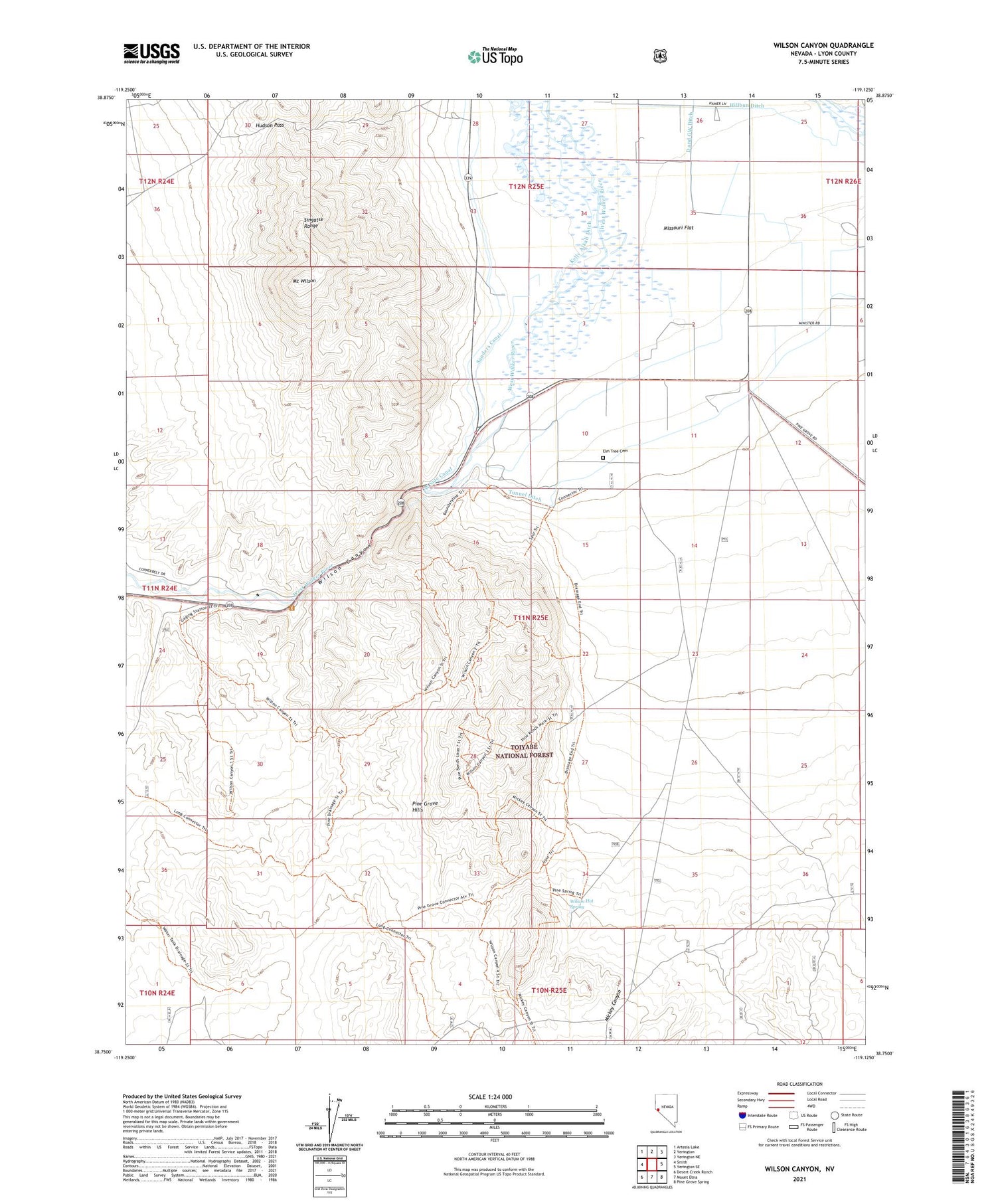 Wilson Canyon Nevada US Topo Map Image