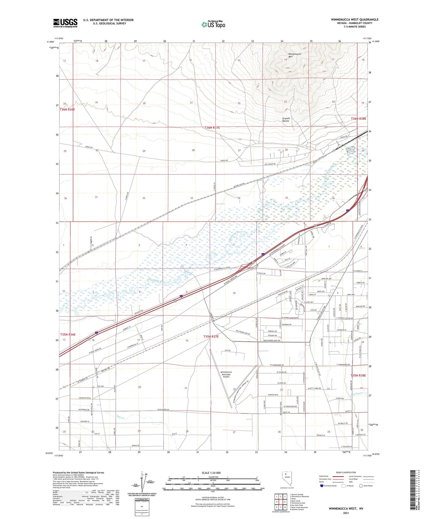 Winnemucca West Nevada US Topo Map Image