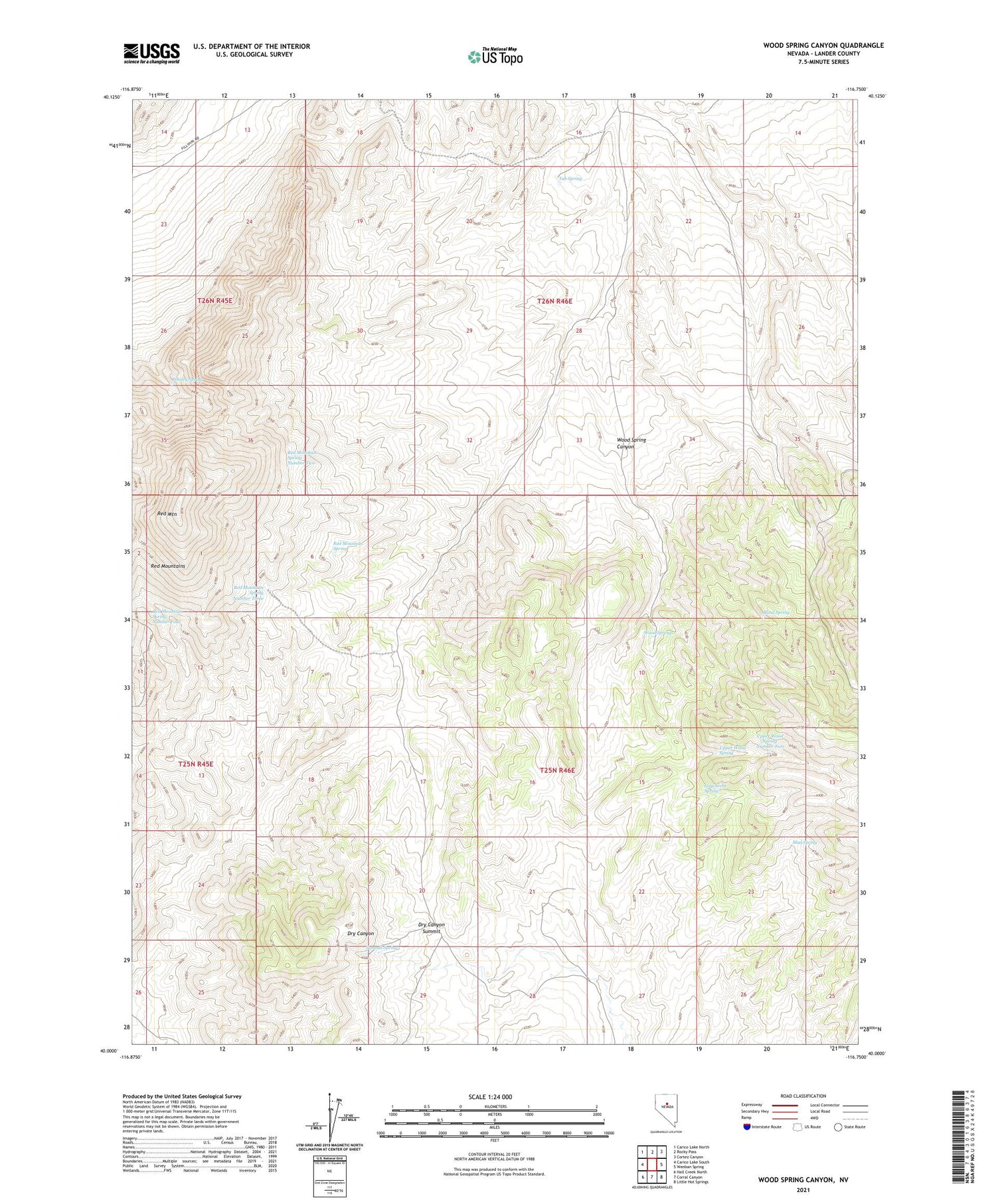 Wood Spring Canyon Nevada US Topo Map Image
