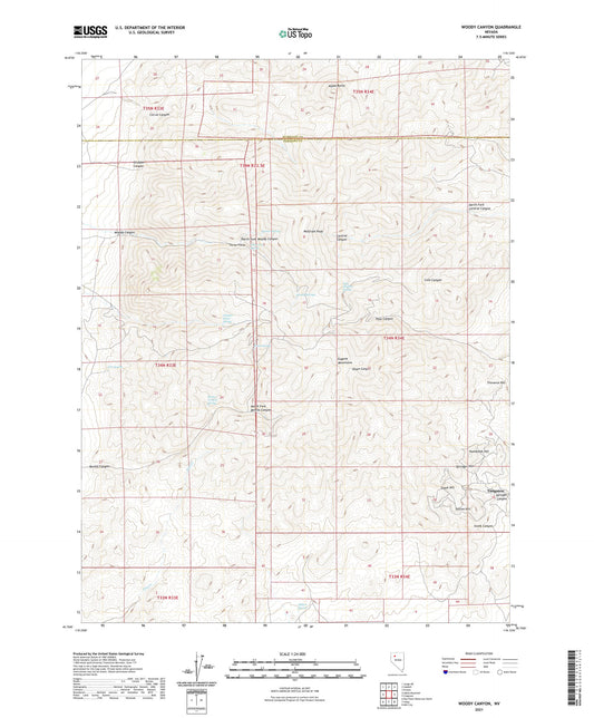 Woody Canyon Nevada US Topo Map Image