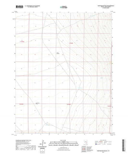 Worthington Peak SW Nevada US Topo Map Image