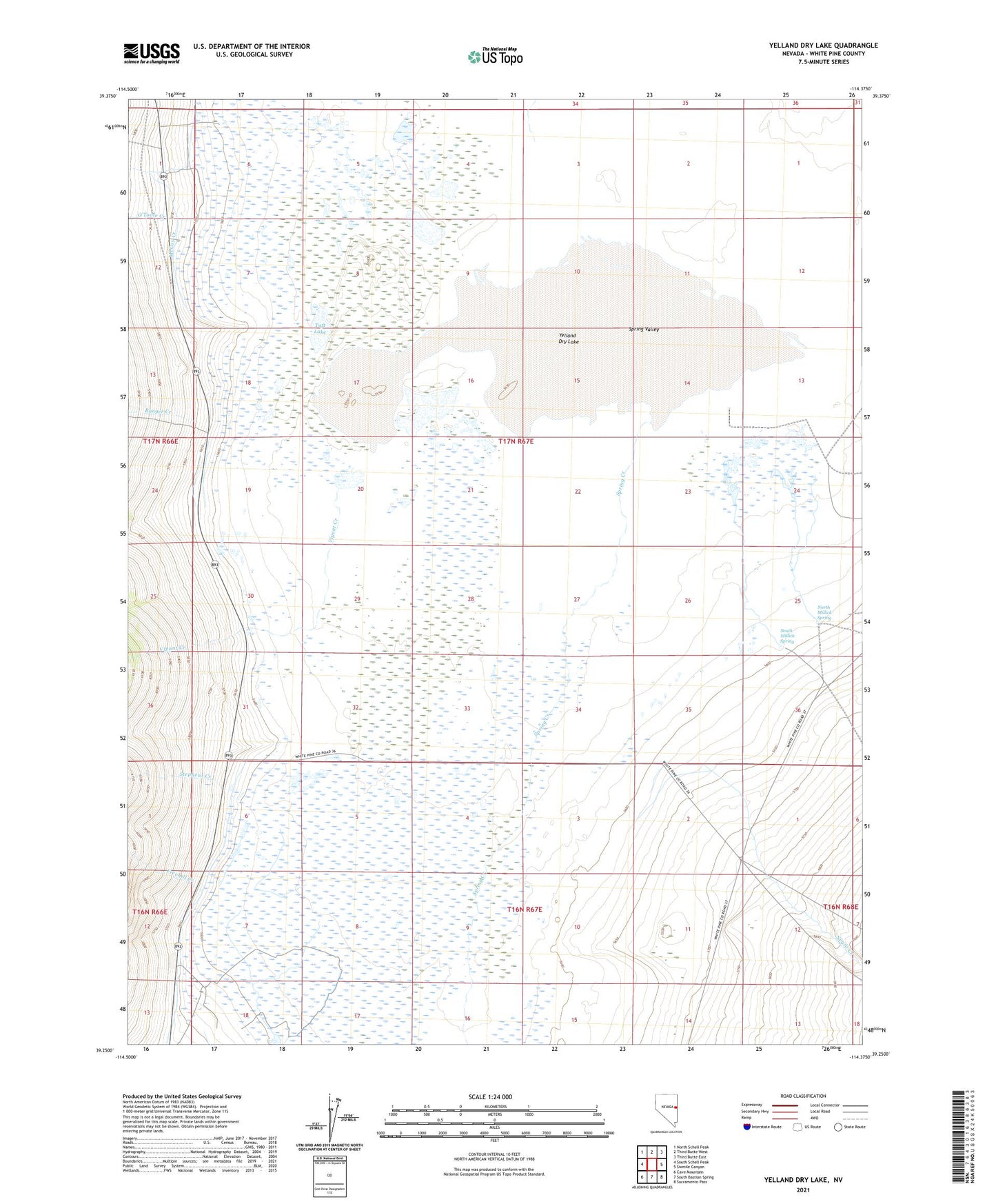 Yelland Dry Lake Nevada US Topo Map Image