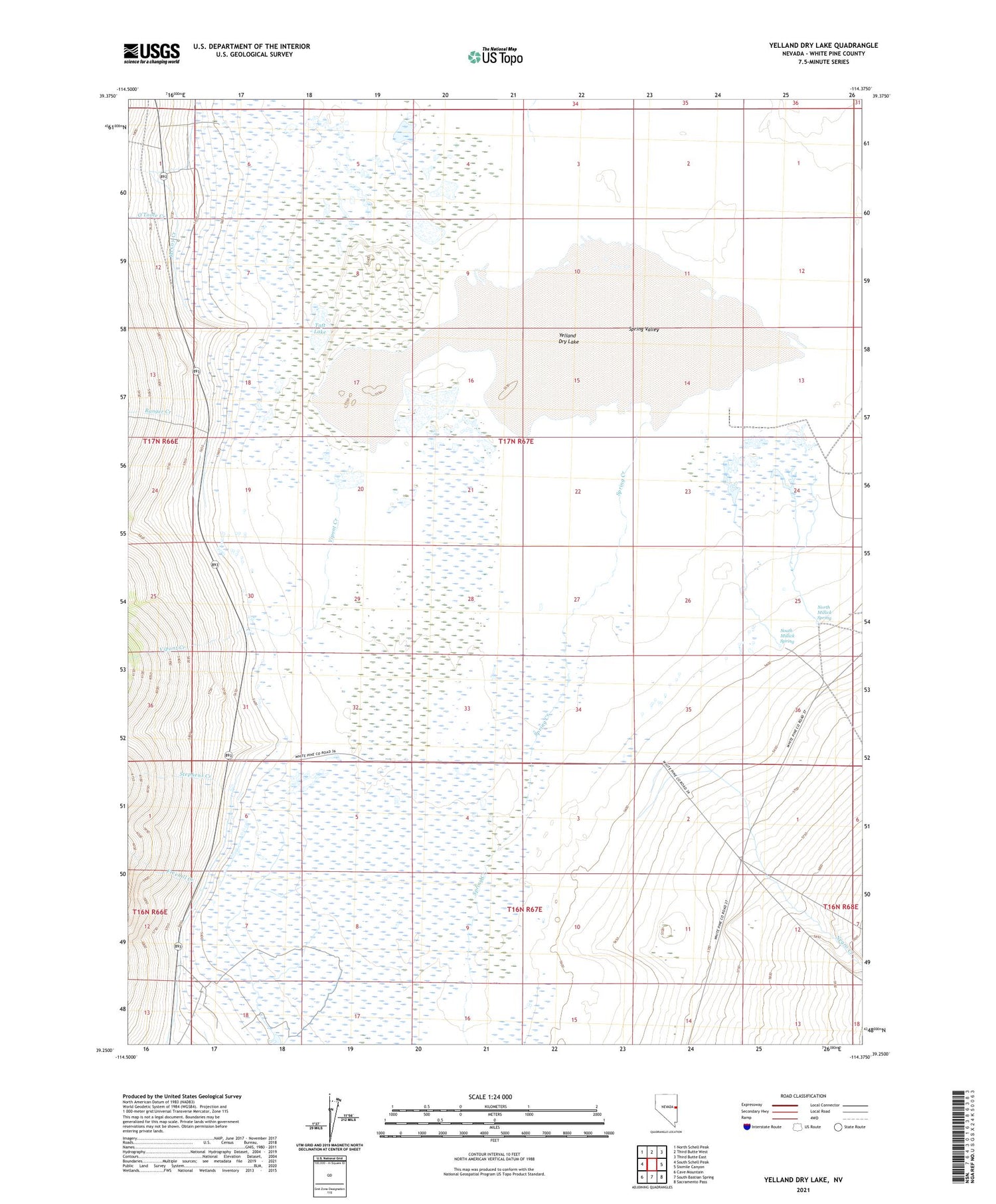 Yelland Dry Lake Nevada US Topo Map Image