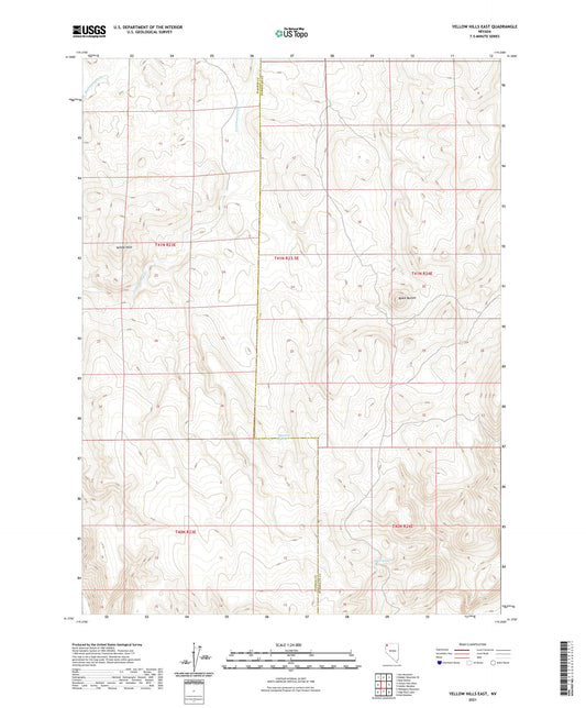 Yellow Hills East Nevada US Topo Map Image